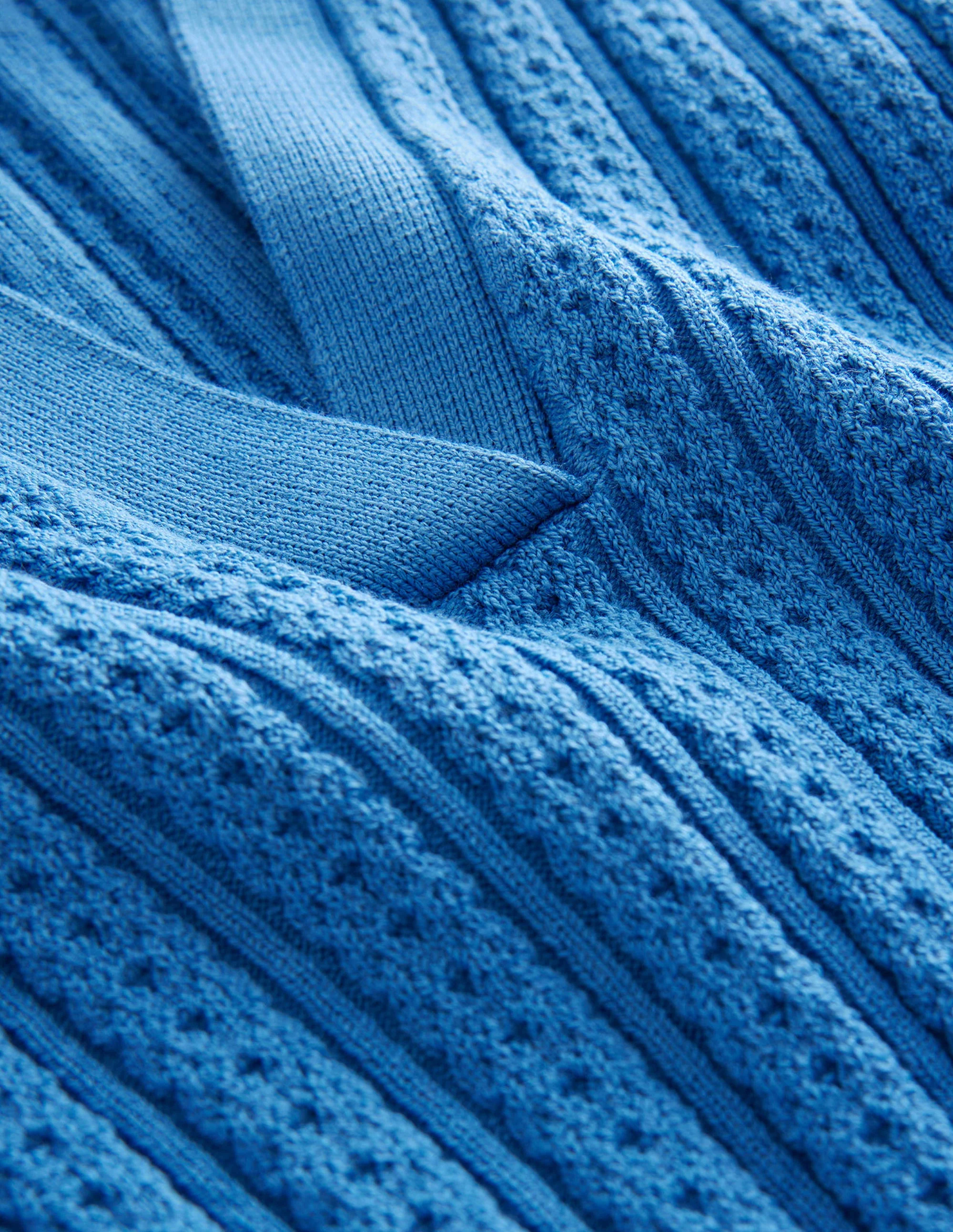 Ribbed Pointelle Collared Top-Porcelain Blue - Image 6