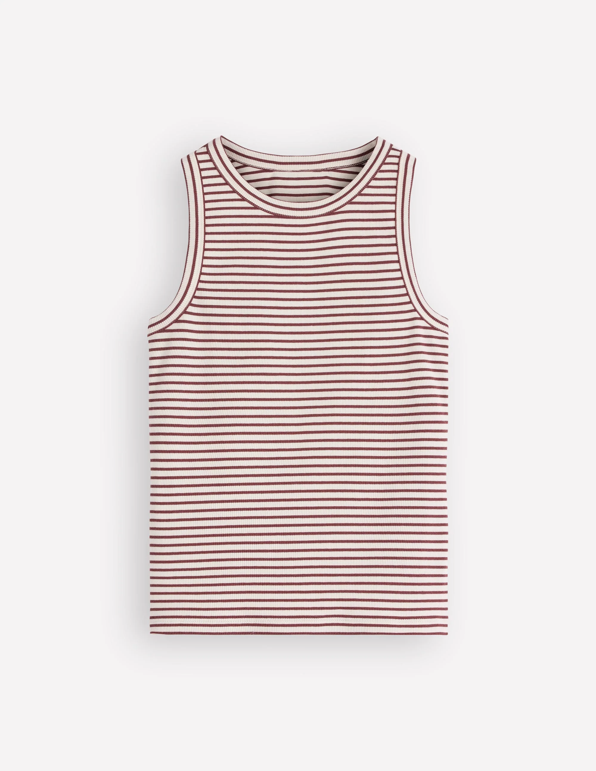 Ribbed Racer Vest-Ivory & Brown Stripe - Image 6
