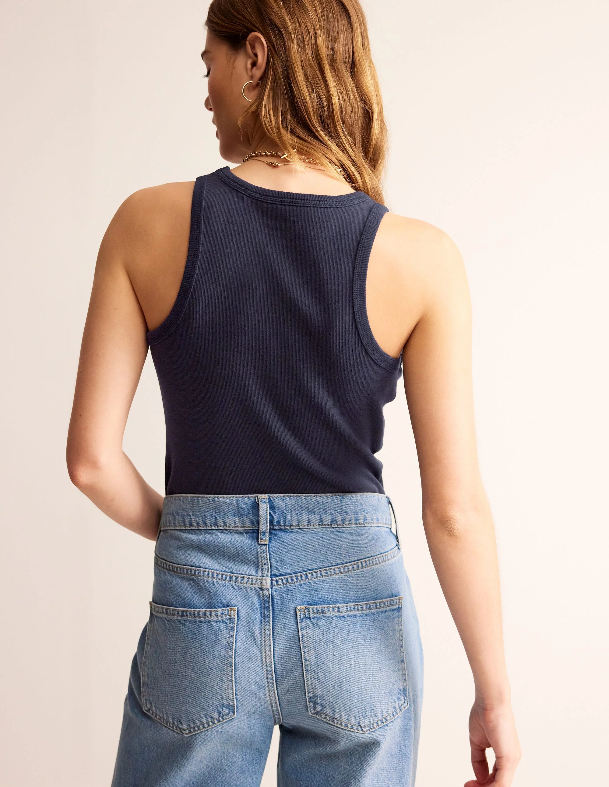 Ribbed Racer Vest-Navy - Image 3