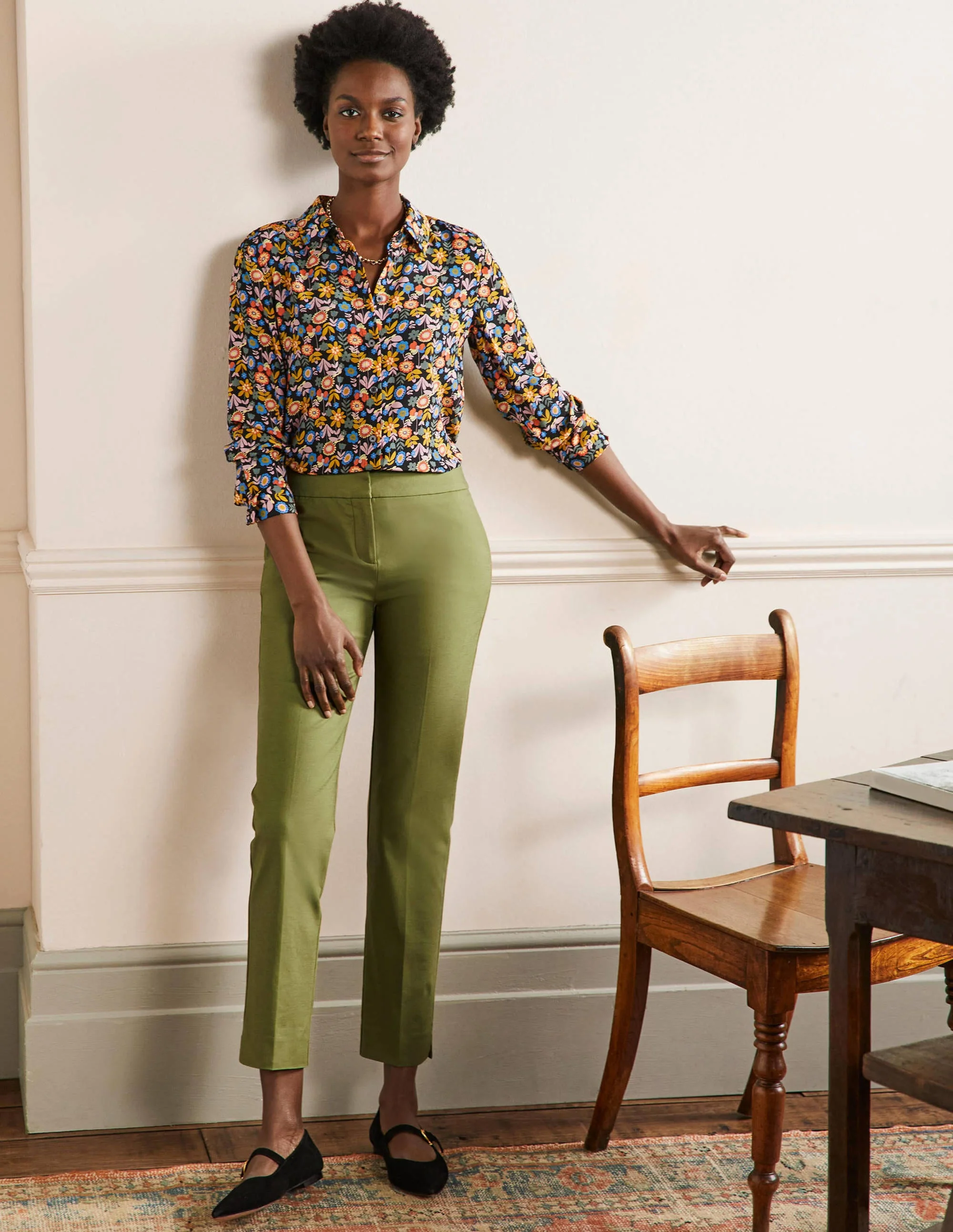 Richmond 7/8 Pants-Pea Green