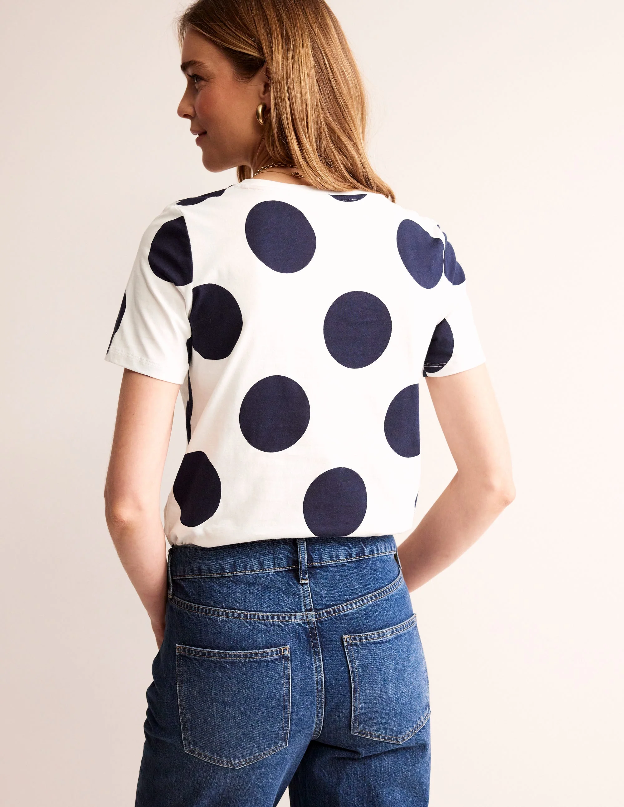 Rosa Printed T-Shirt-Ivory, Spots - Image 3