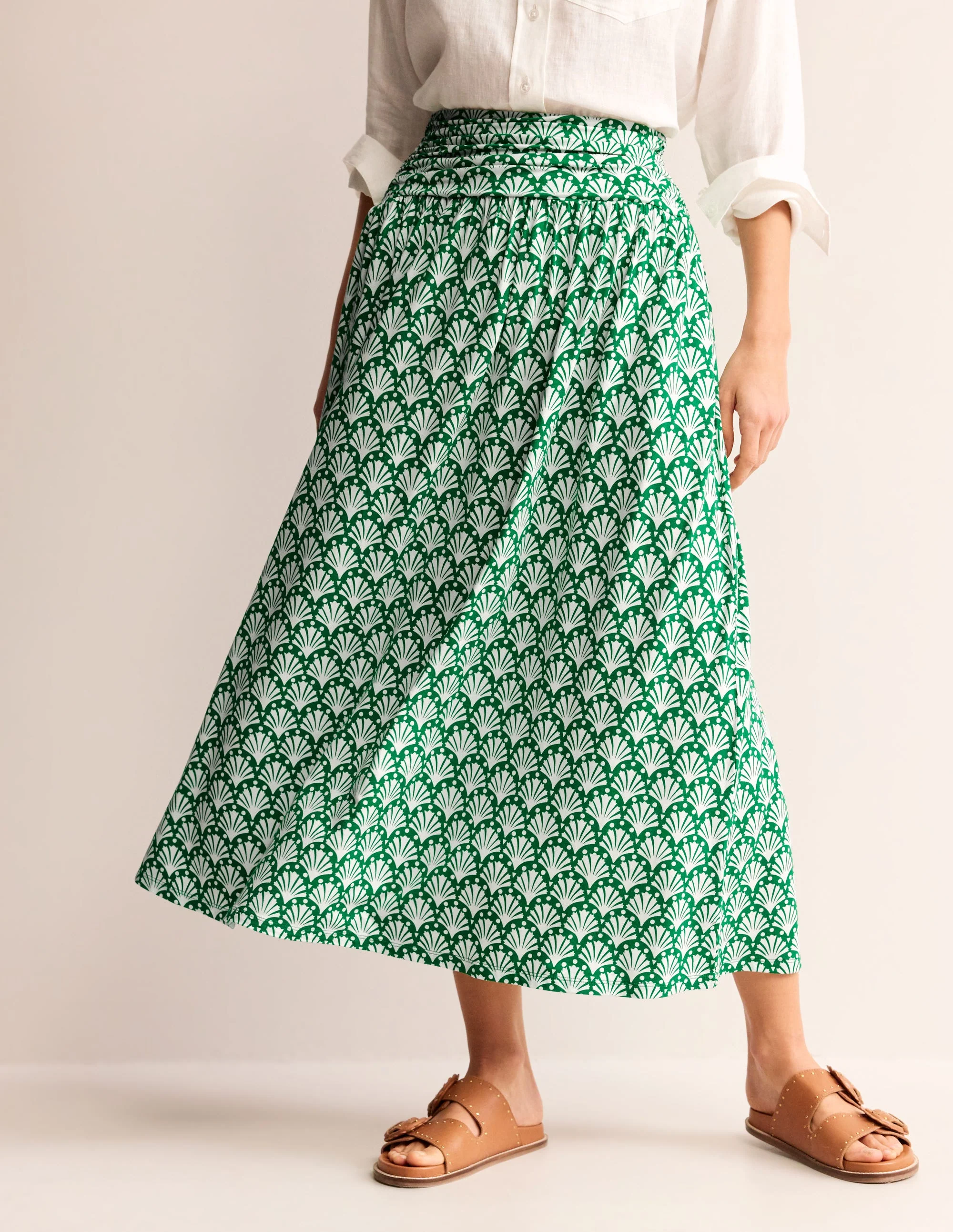 Rosaline Jersey Skirt-Green Tambourine, Shells - Image 4