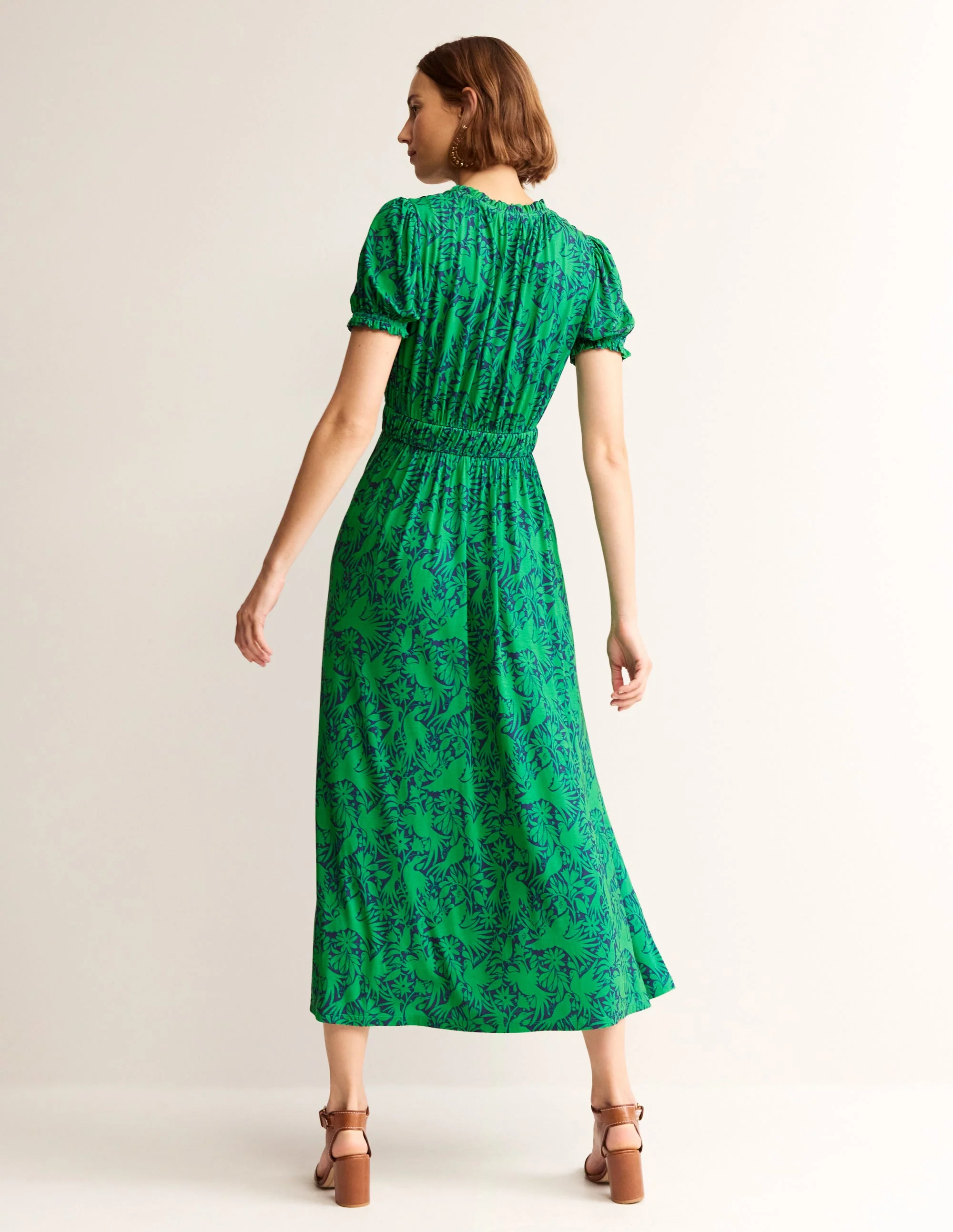 Rosanna Jersey Midi Tea Dress-Green Tambourine, Ottomi - Image 4