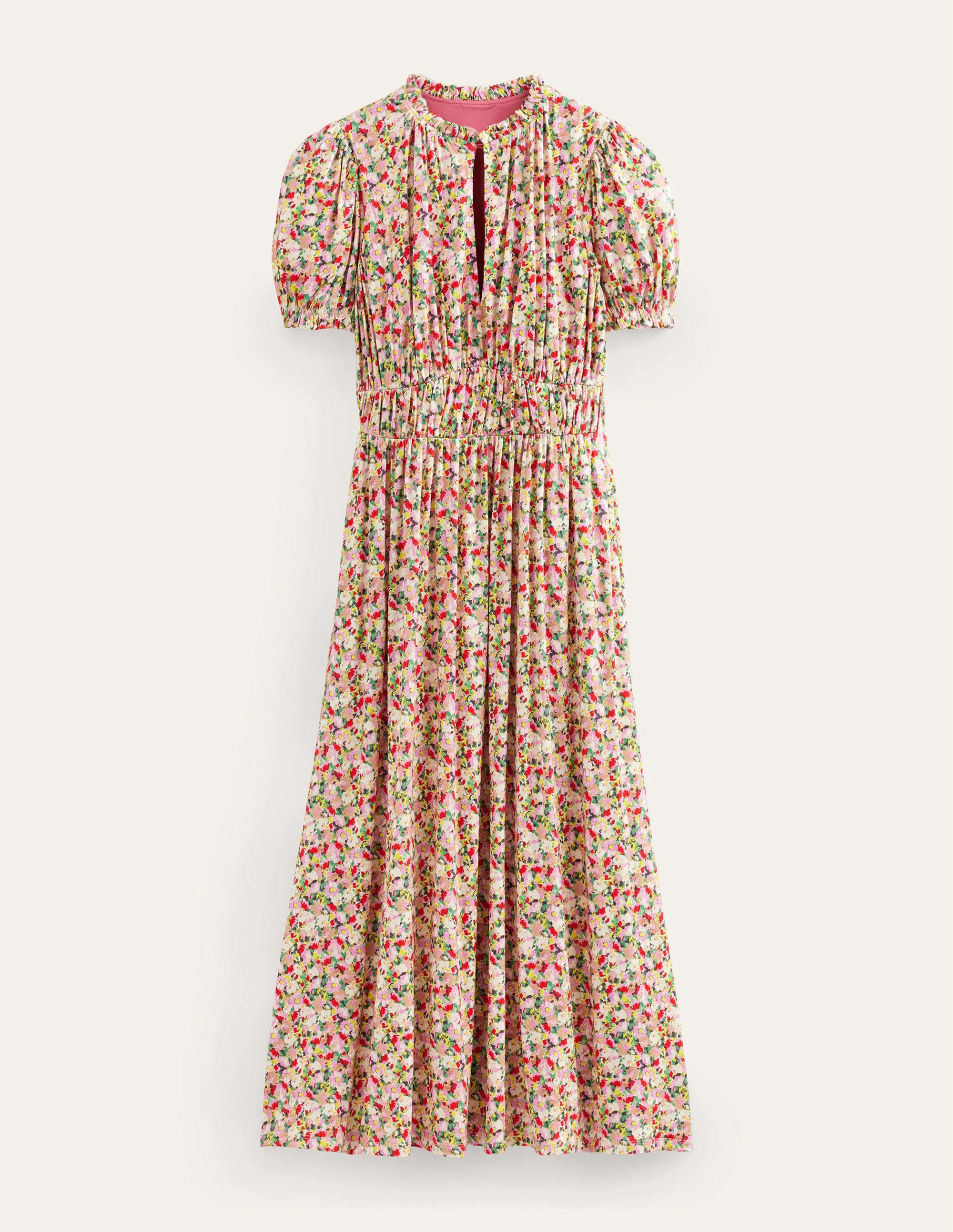 Rosanna Jersey Midi Tea Dress-Multi, Painterly Floret - Image 7