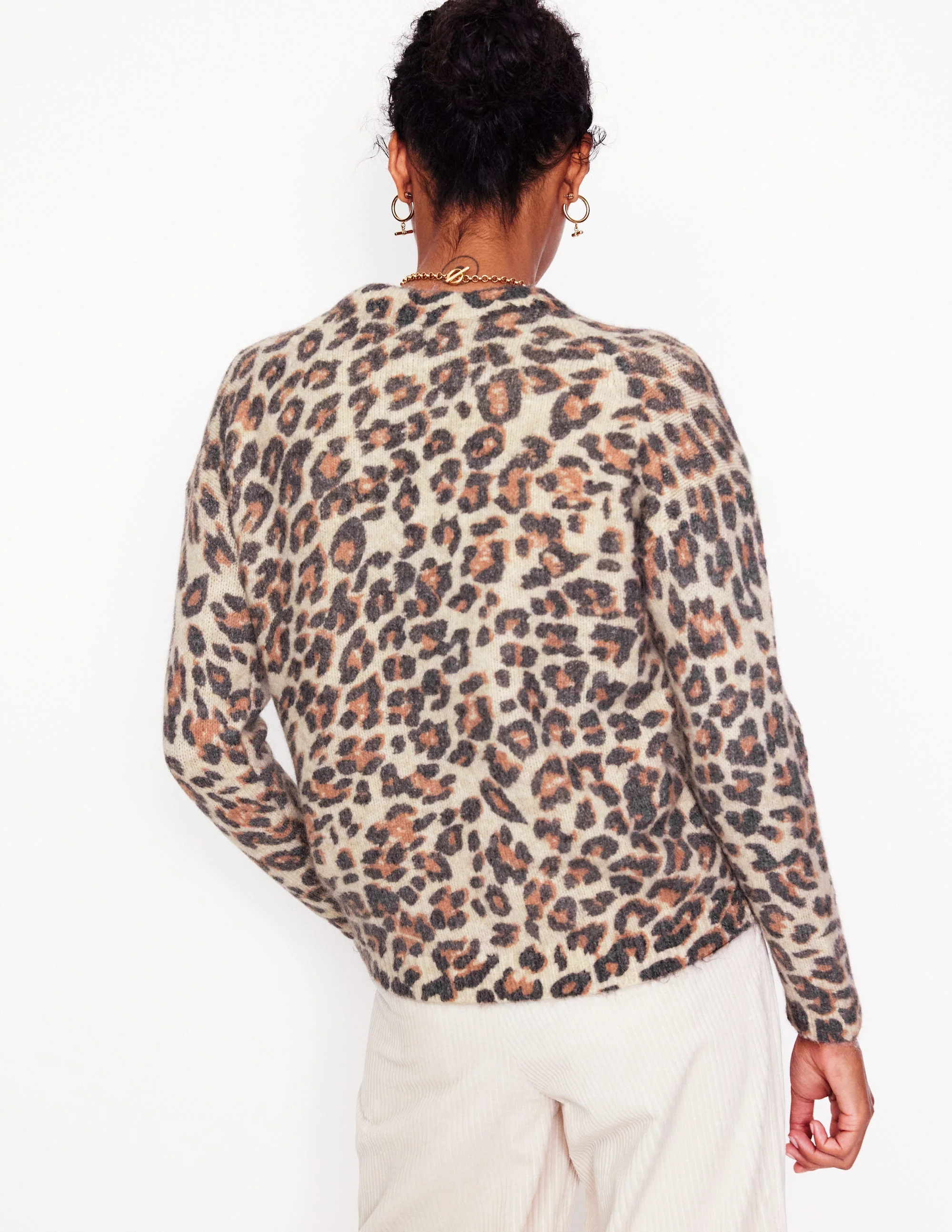 Rosemary Relaxed Sweater-Oatmeal Melange, Leopard - Image 3