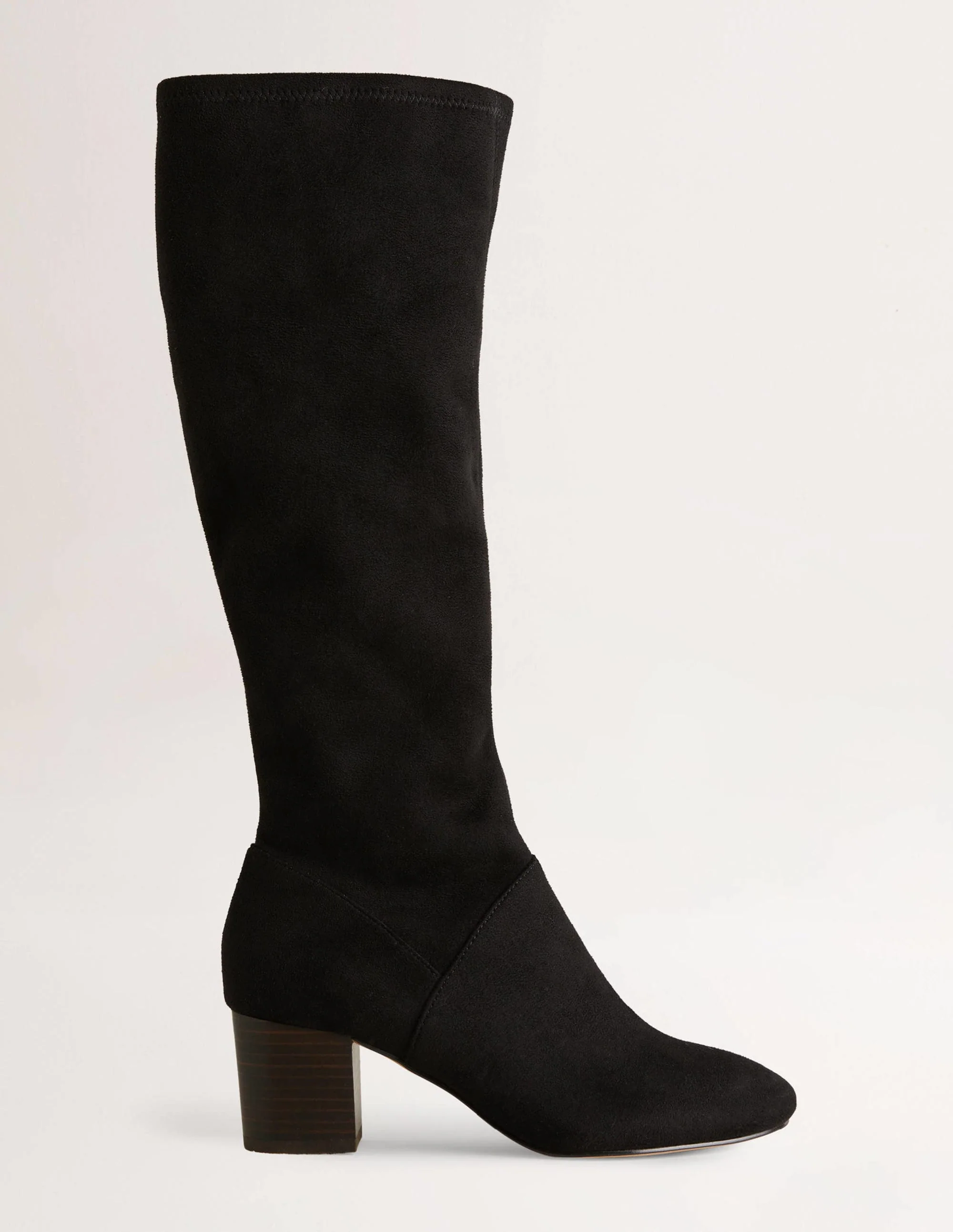 Round Toe Stretch Boots-Black