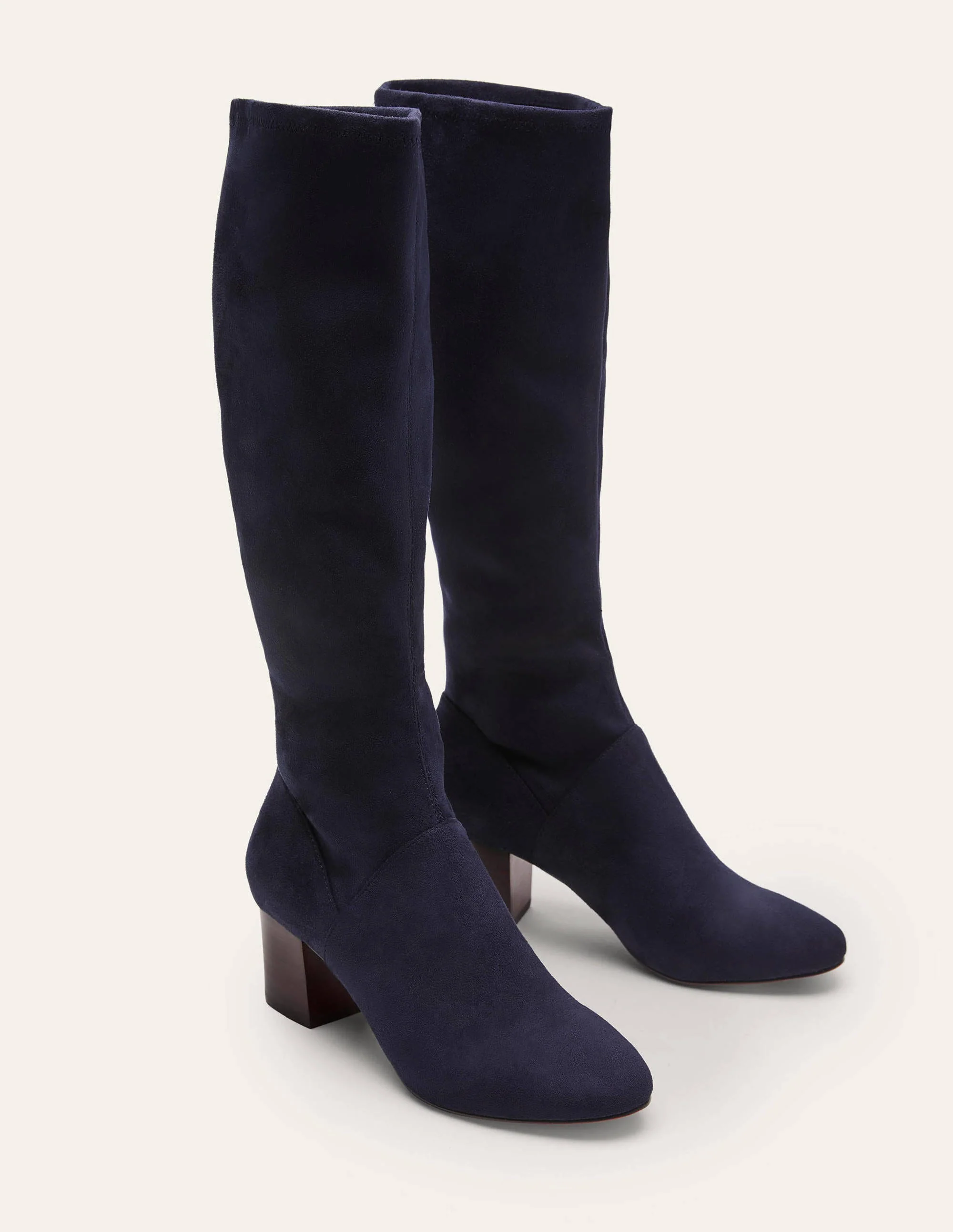 Round Toe Stretch Boots-Navy
