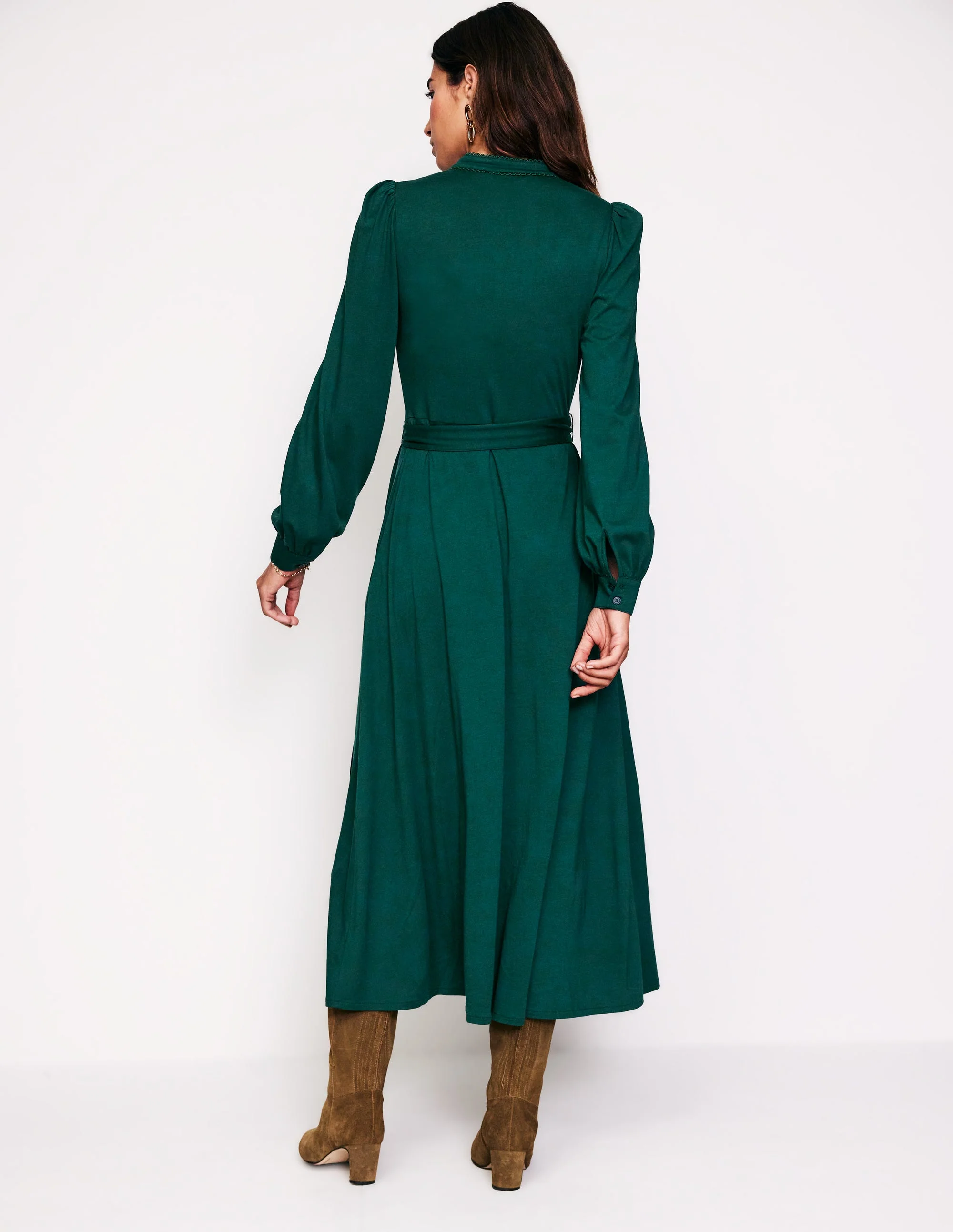 Rowena Trim Jersey Shirt Dress-Glade - Image 4