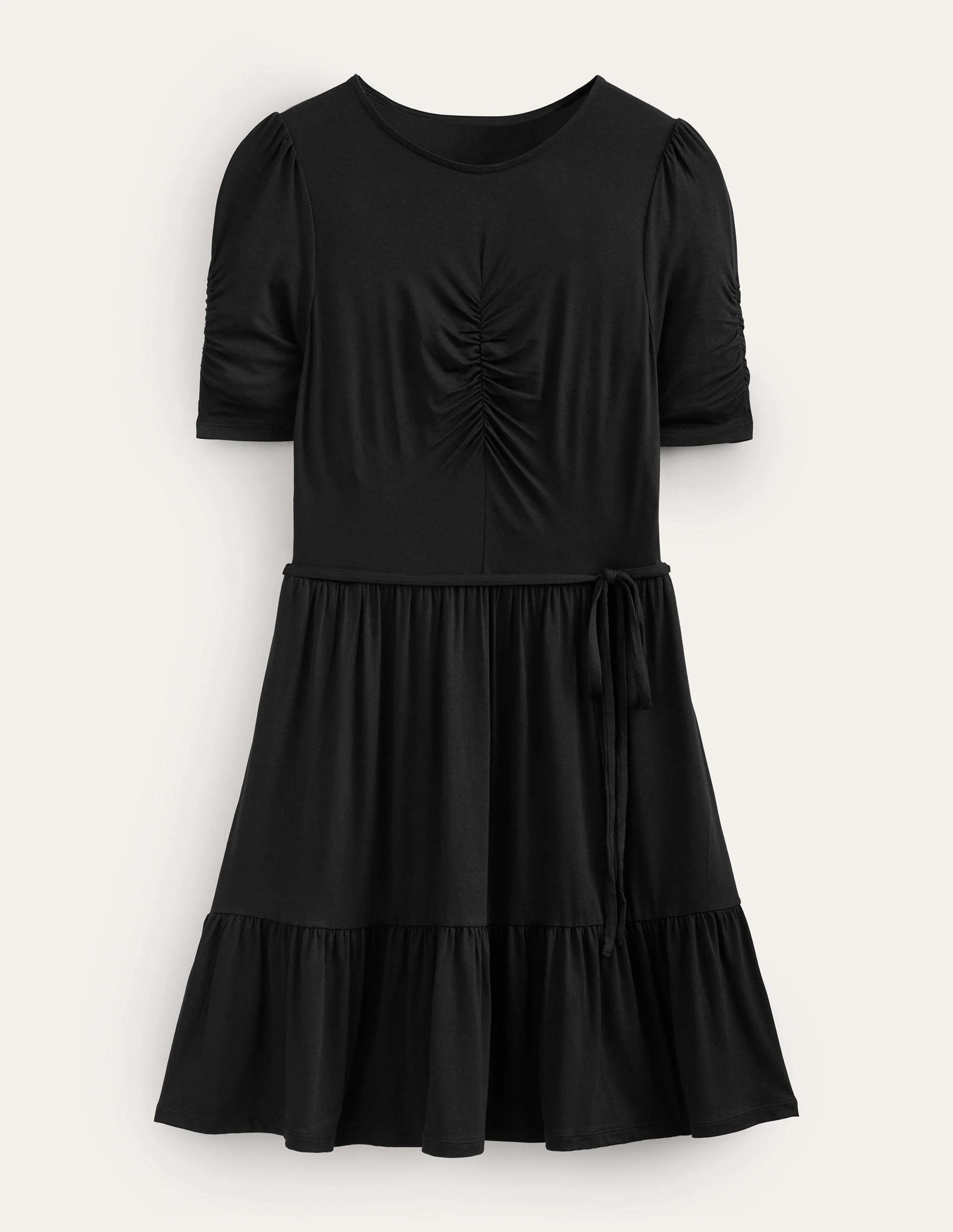 Ruched Bust Jersey Mini Dress-Black - Image 5