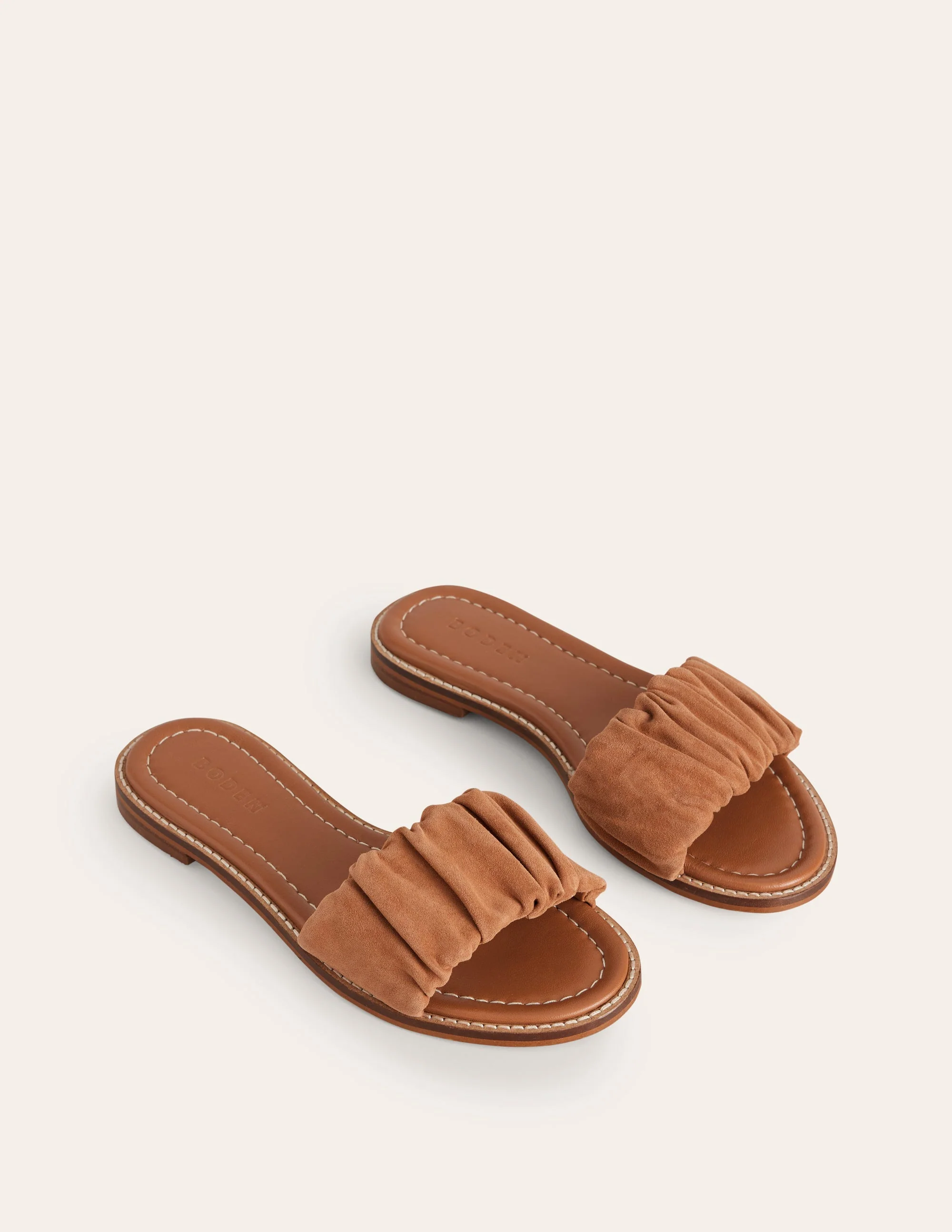 Ruched Flat Sandals-Tan - Image 3