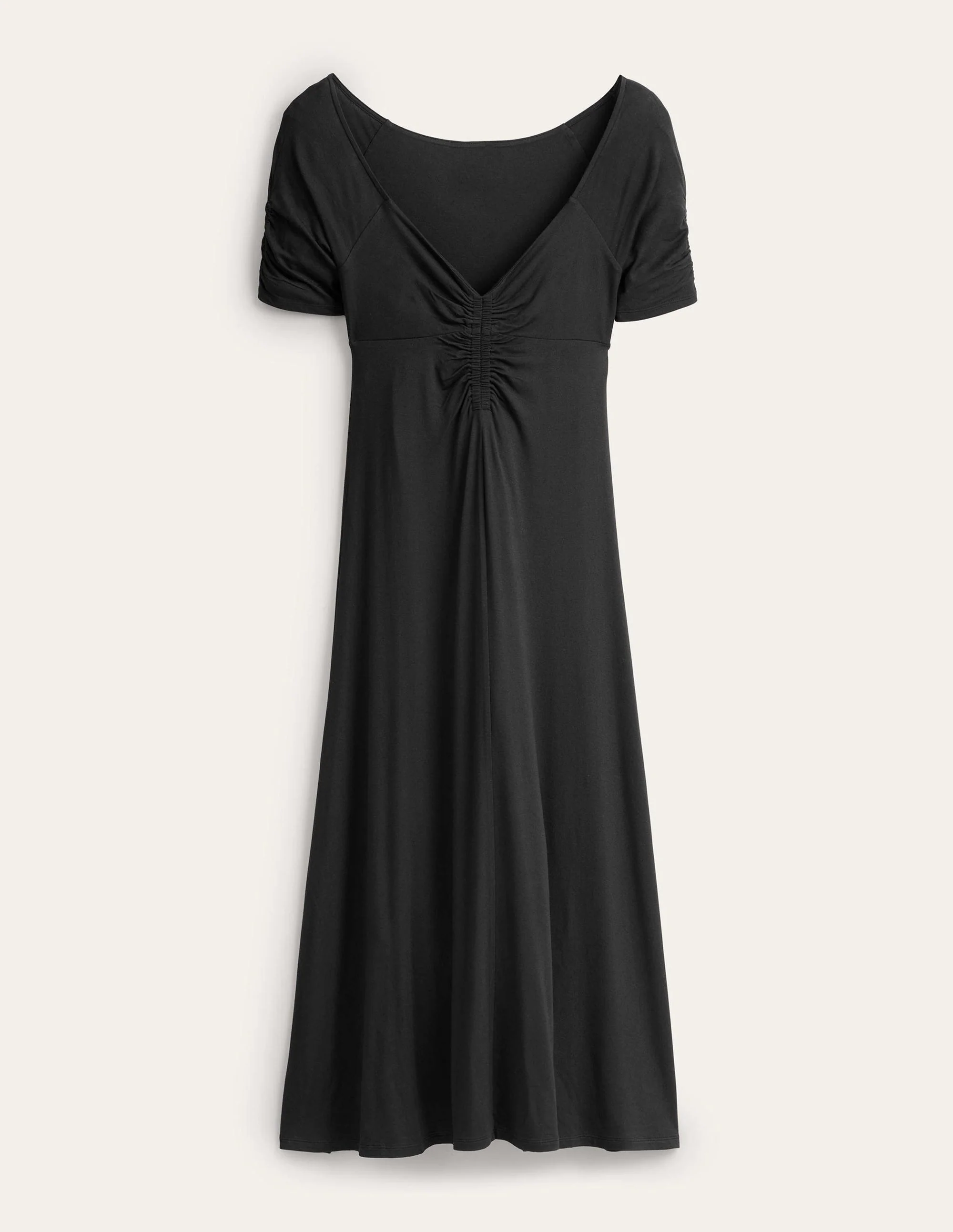 Ruched Front Jersey Midi Dress-Black - Image 6