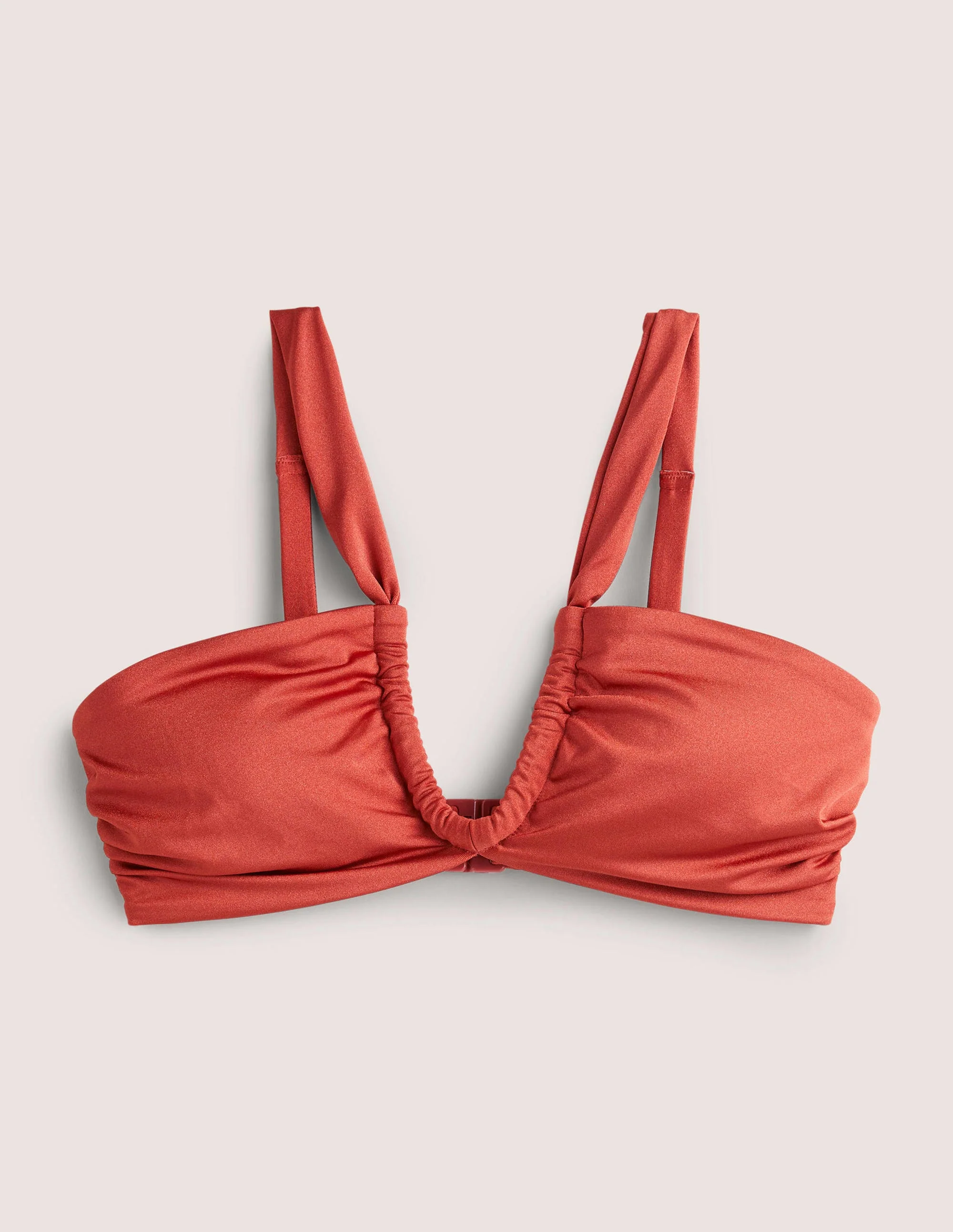 Ruched Halterneck Bikini Top-Chili Oil - Image 6