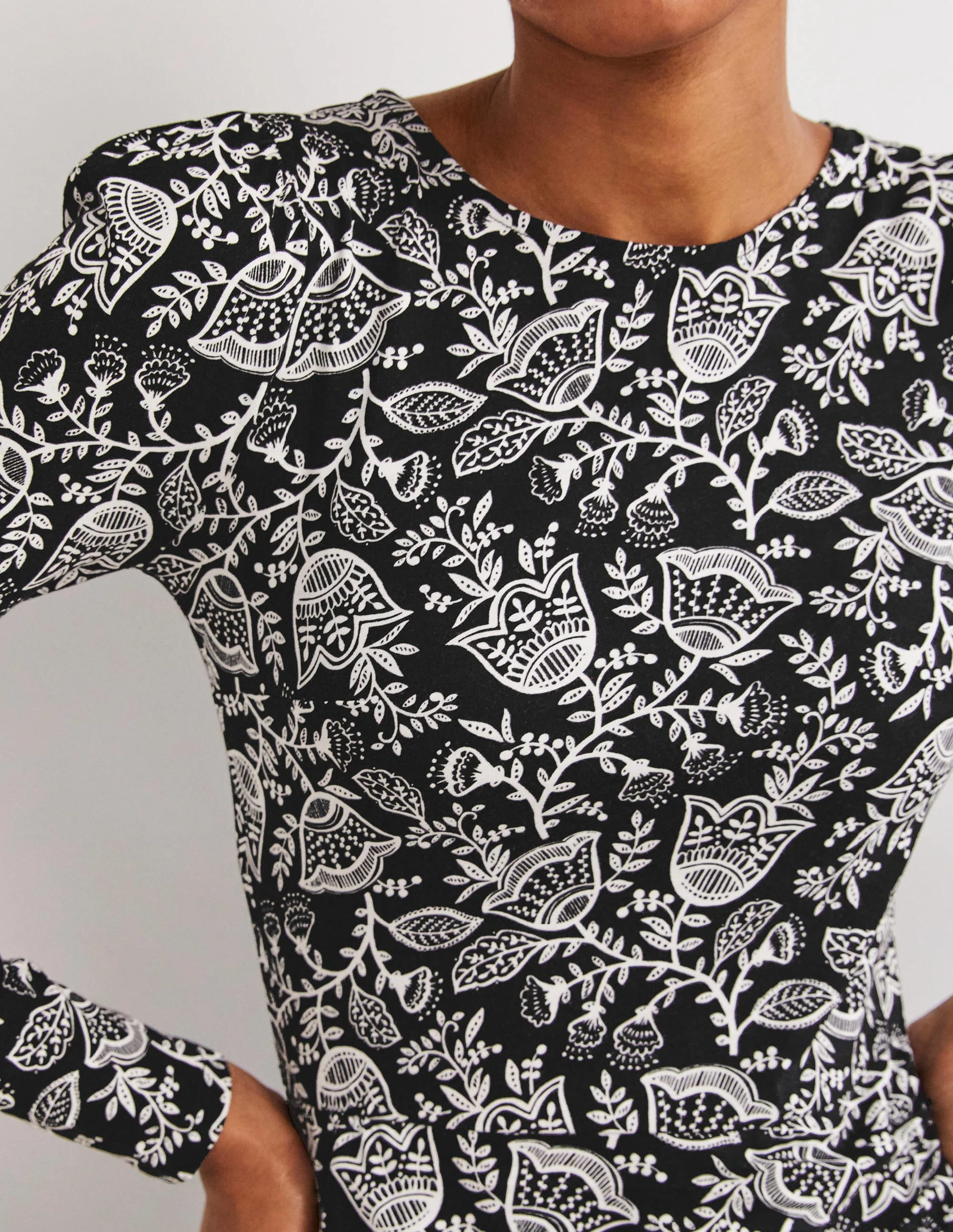 Ruched Jersey Mini Dress-Black, Tulip Vine - Image 2