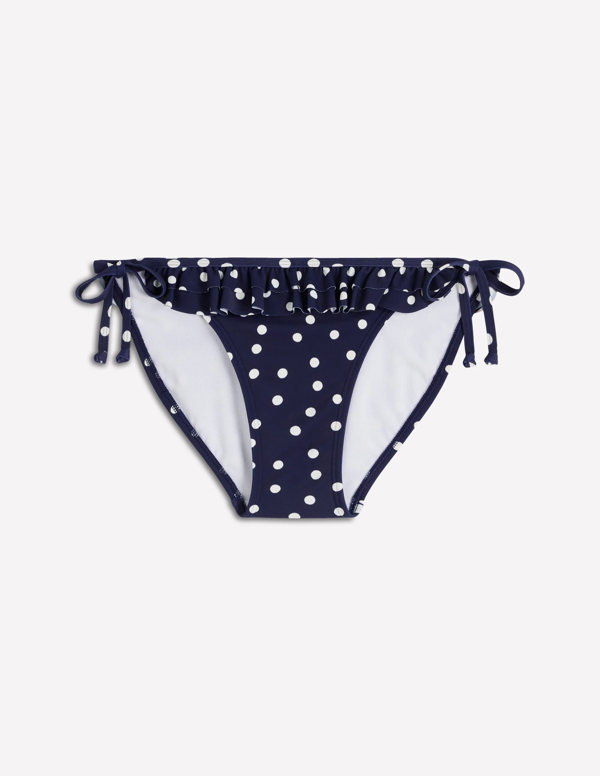 Ruffle Bikini Bottoms-French Navy, Painted Dot - Image 6