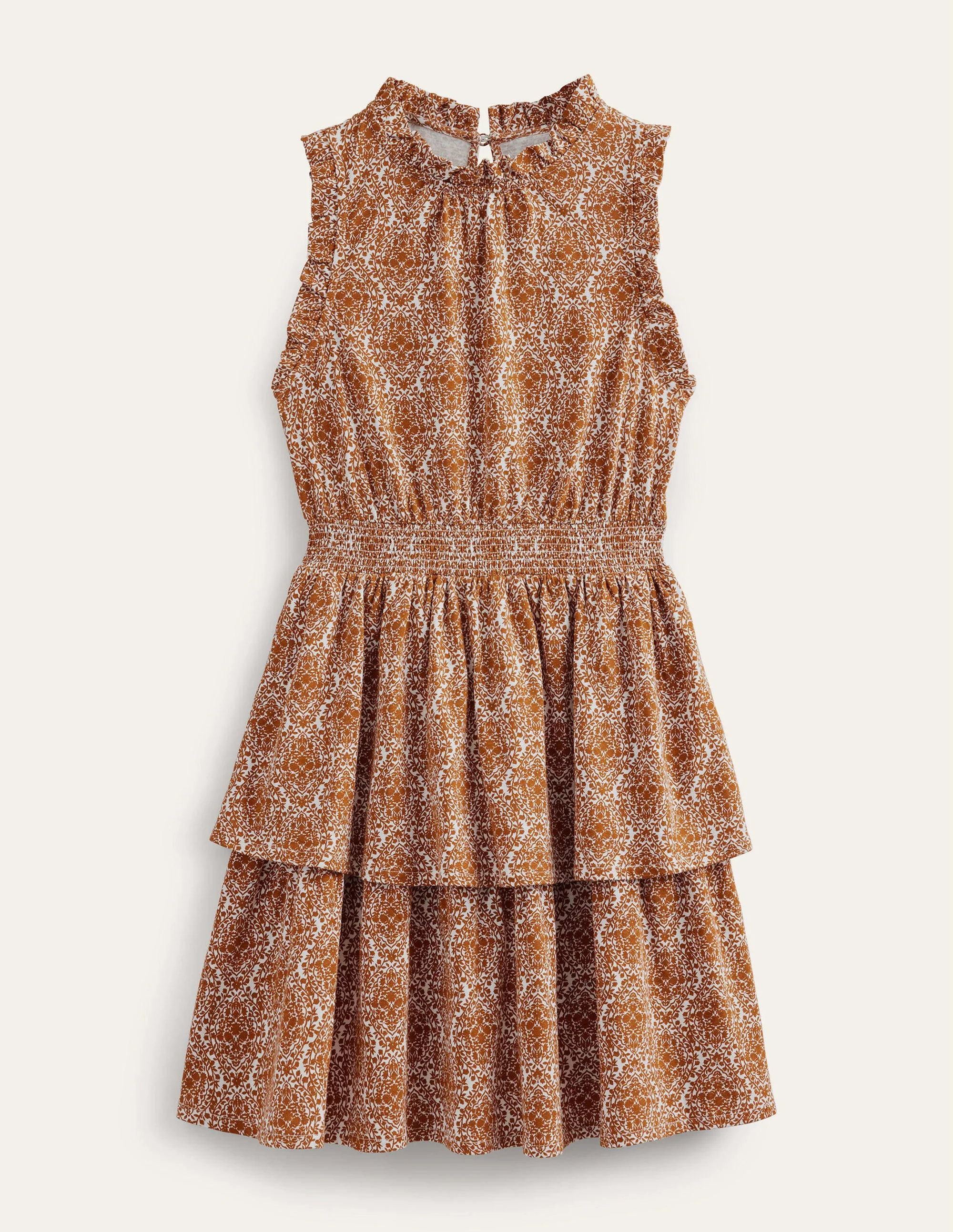 Ruffle Jersey Mini Dress-Pumpkin, Vine Terrace - Image 5