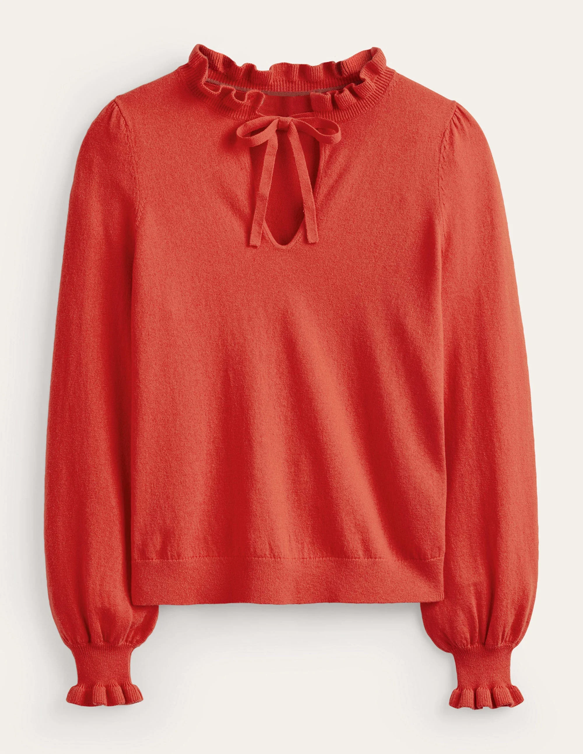 Ruffle Tie-Neck Sweater-Chestnut Brown - Image 5