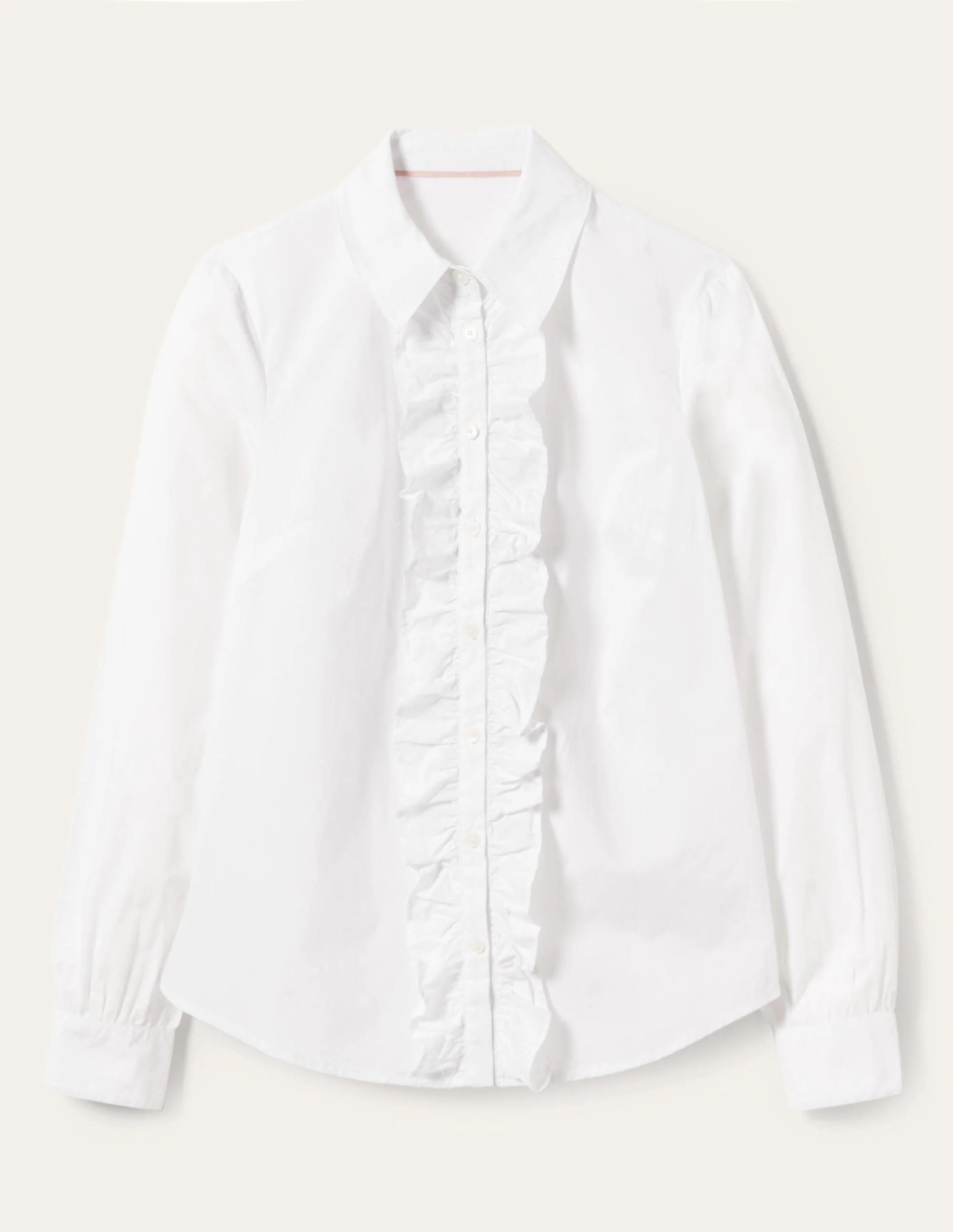 Ruffle Trim Collar Shirt-White - Image 12