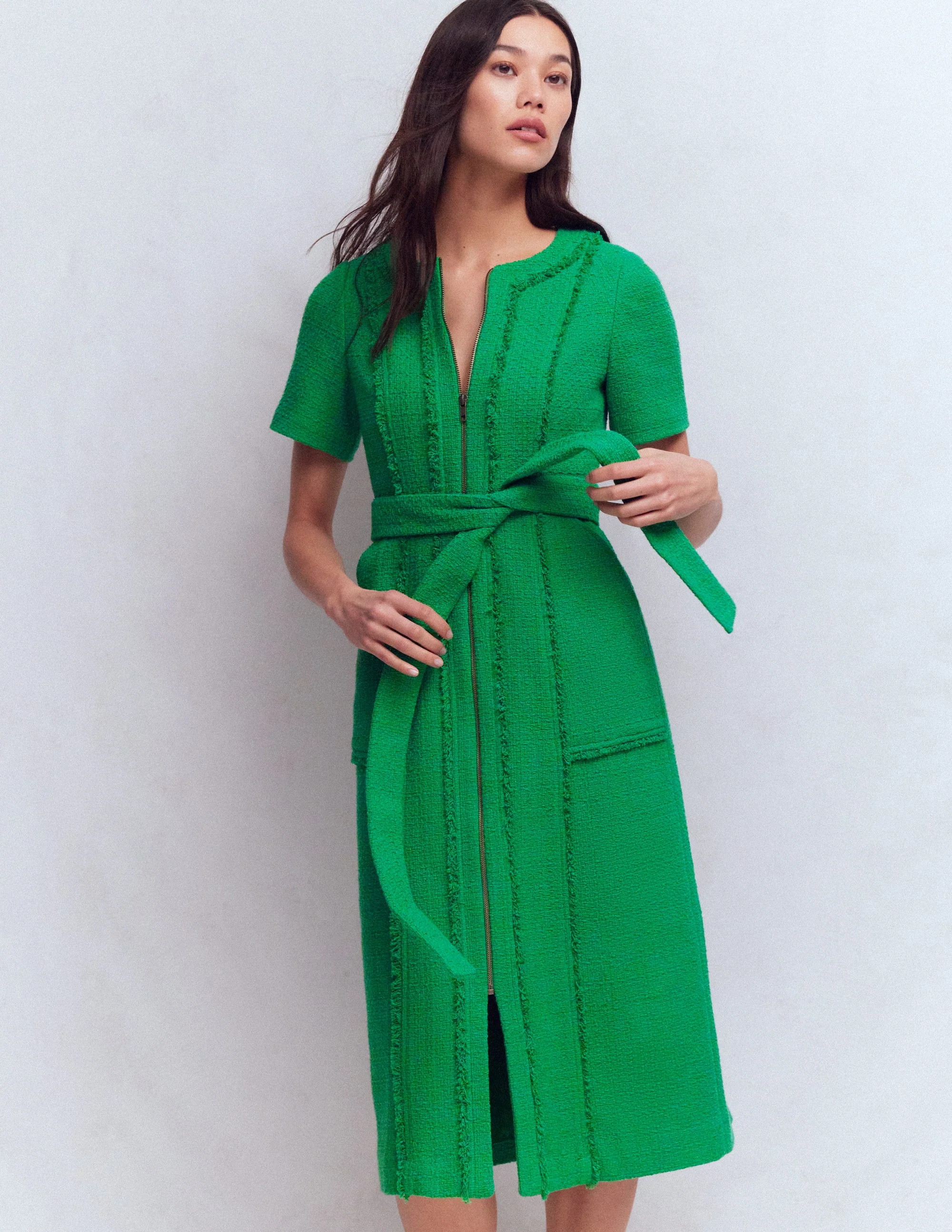 Ruth Zip Texture Dress-Green - Image 4