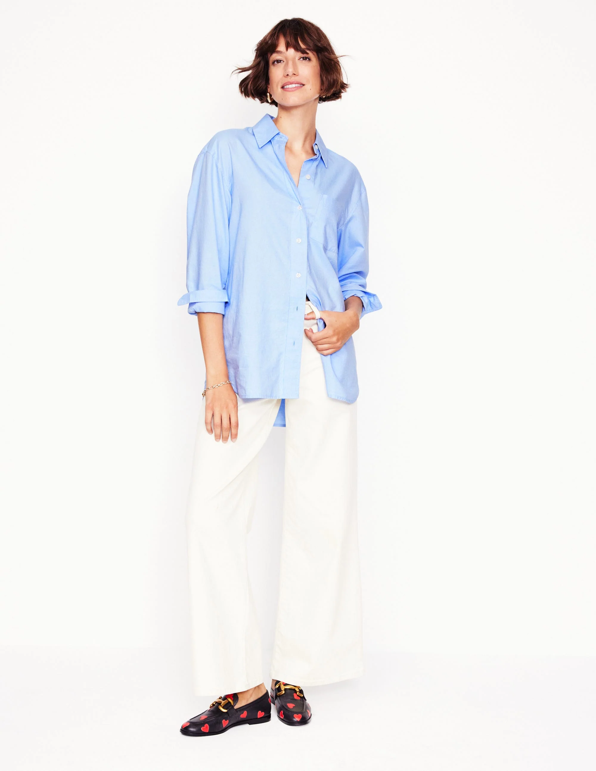 Sadie Relaxed Cotton Shirt-Blue Oxford