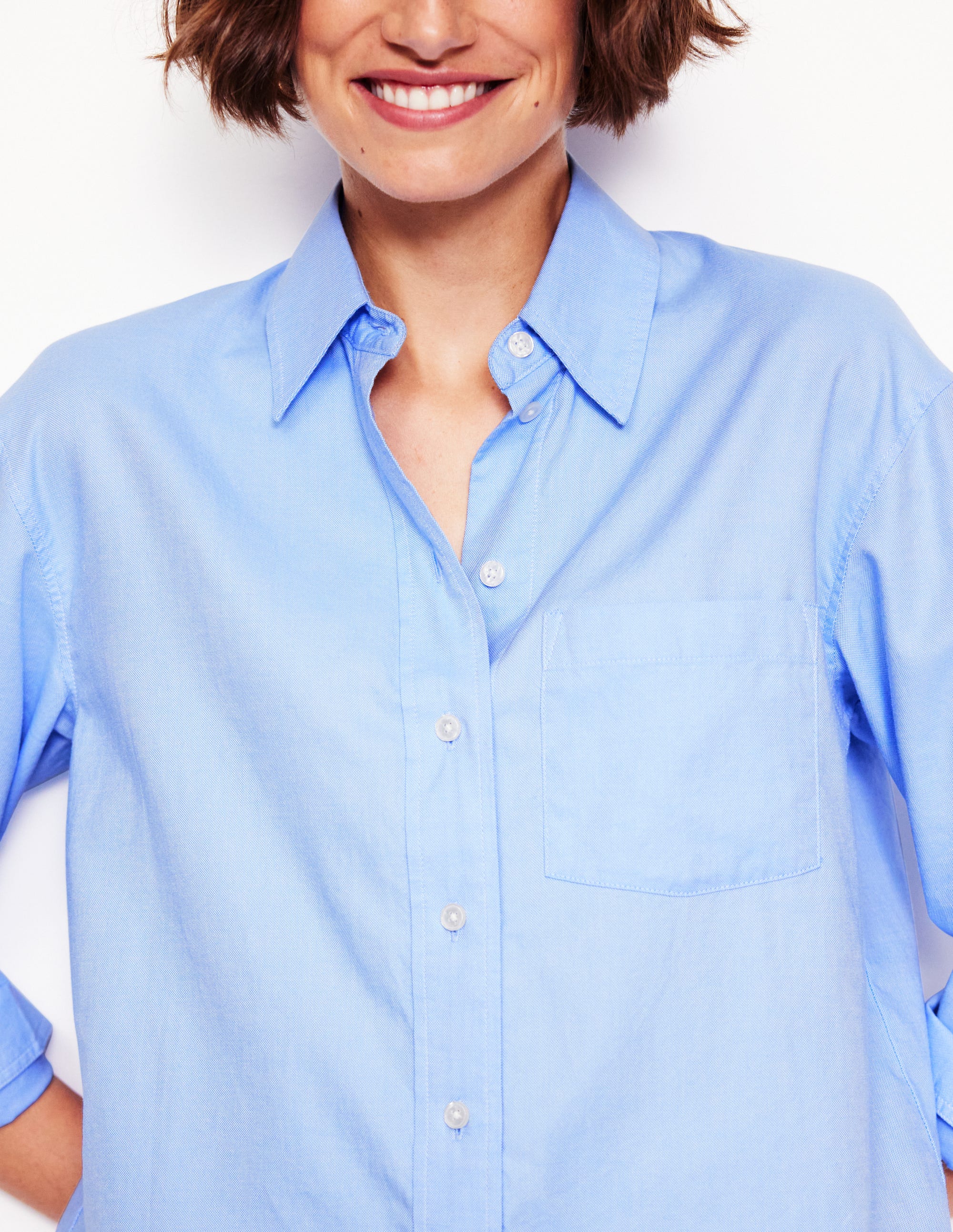 Sadie Relaxed Cotton Shirt-Blue Oxford - Image 2