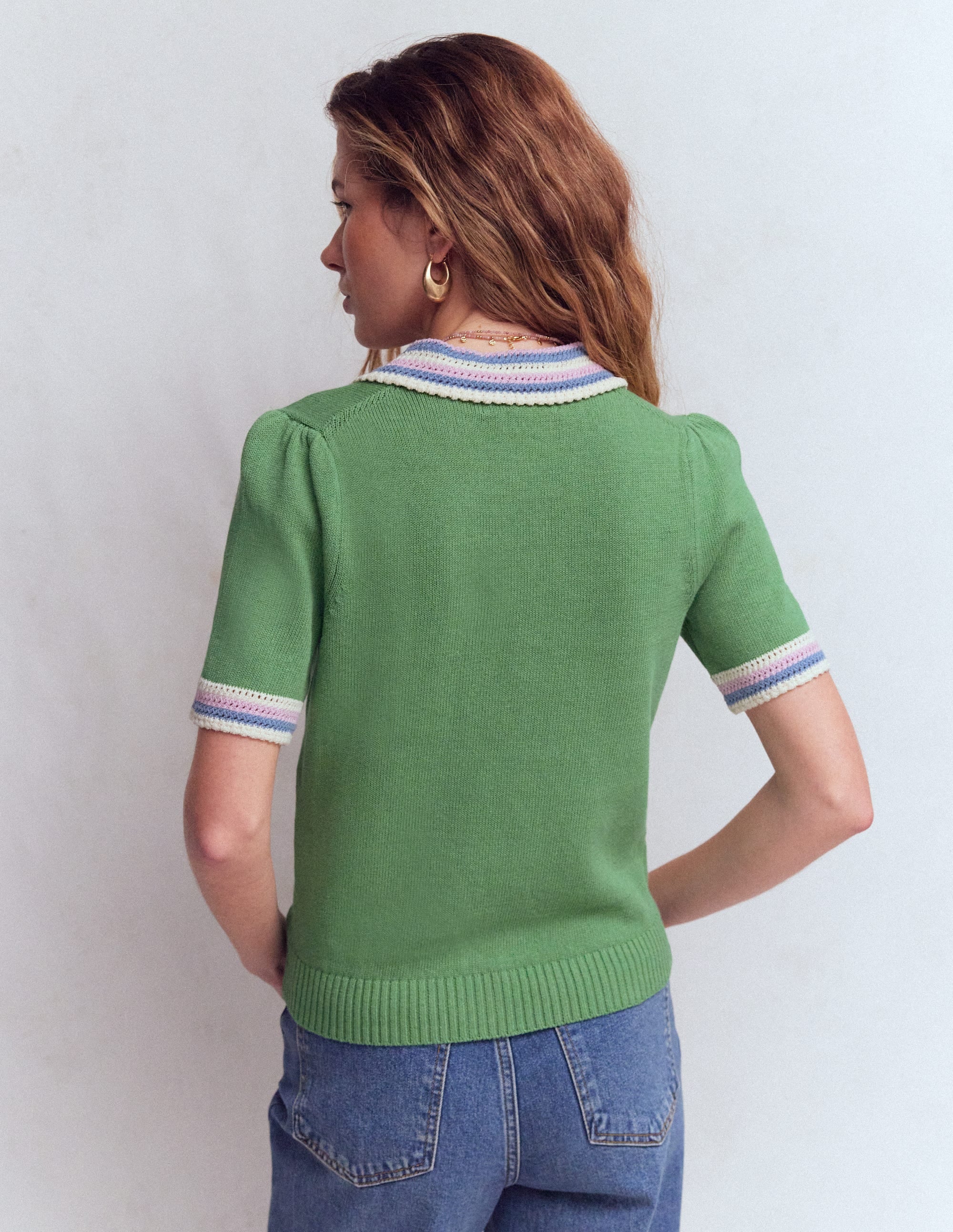 Saffron Crochet Trim Cardigan-Green - Image 3