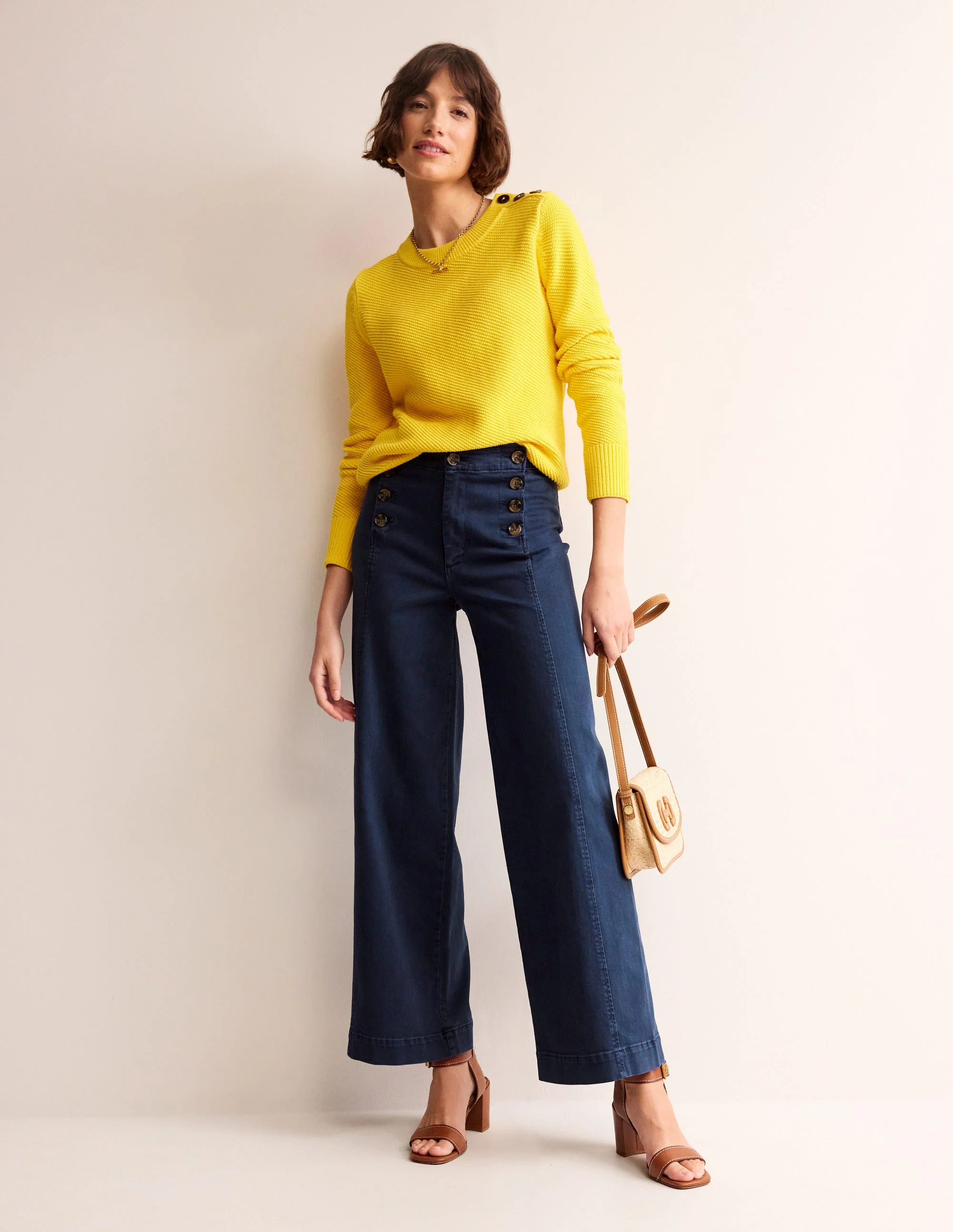 Sailor Wide Leg Pants-Navy