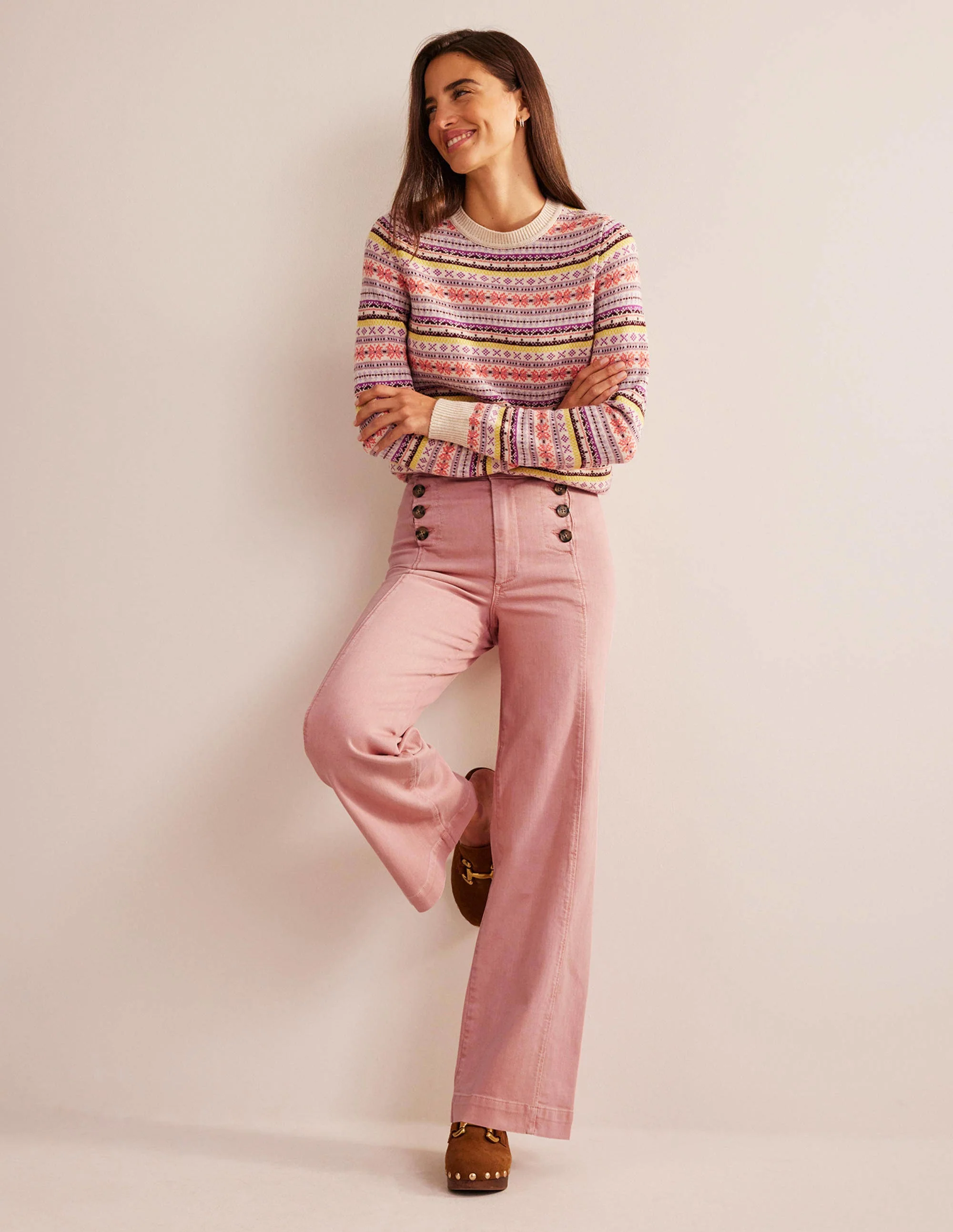 Sailor Wide Leg Pants-Pink