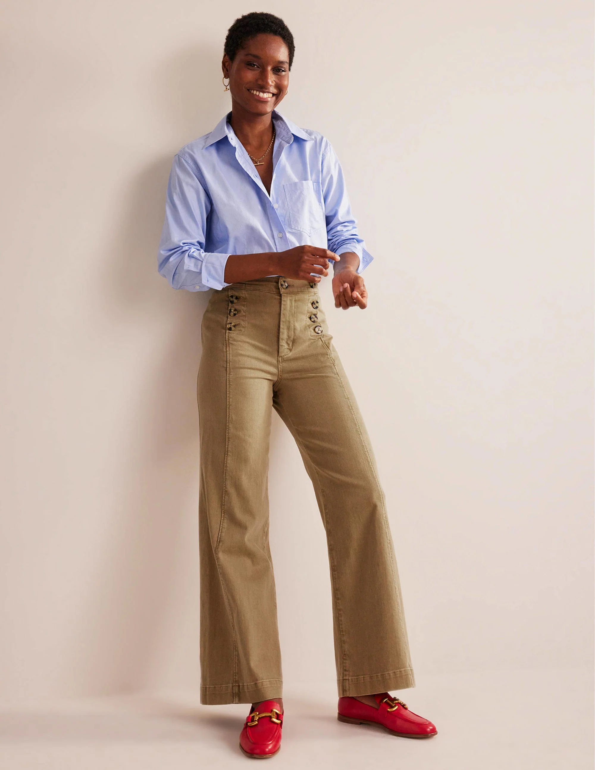 Sailor Wide Leg Pants-Wheat