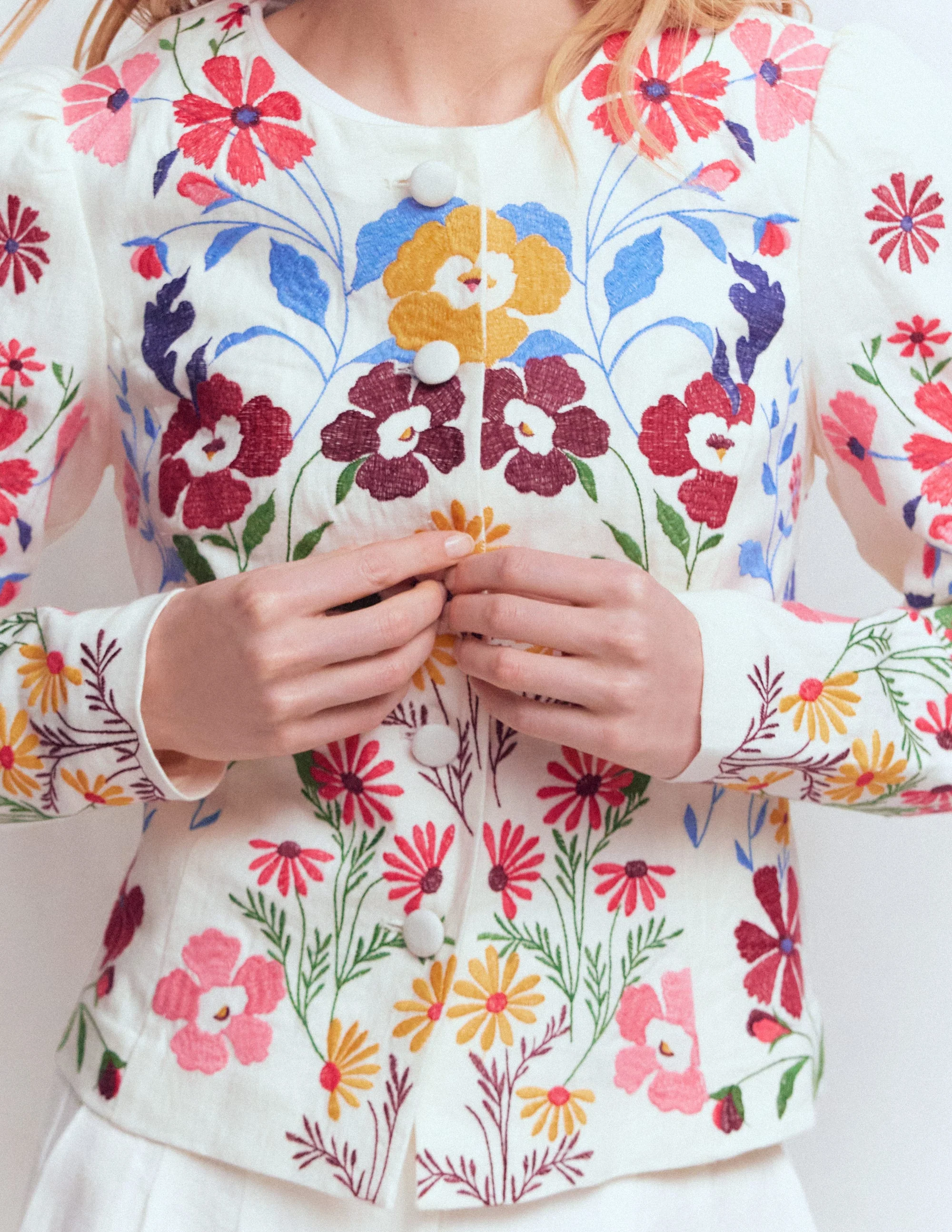 Salisbury Puff Sleeve Jacket-Multi, Embroidery - Image 3