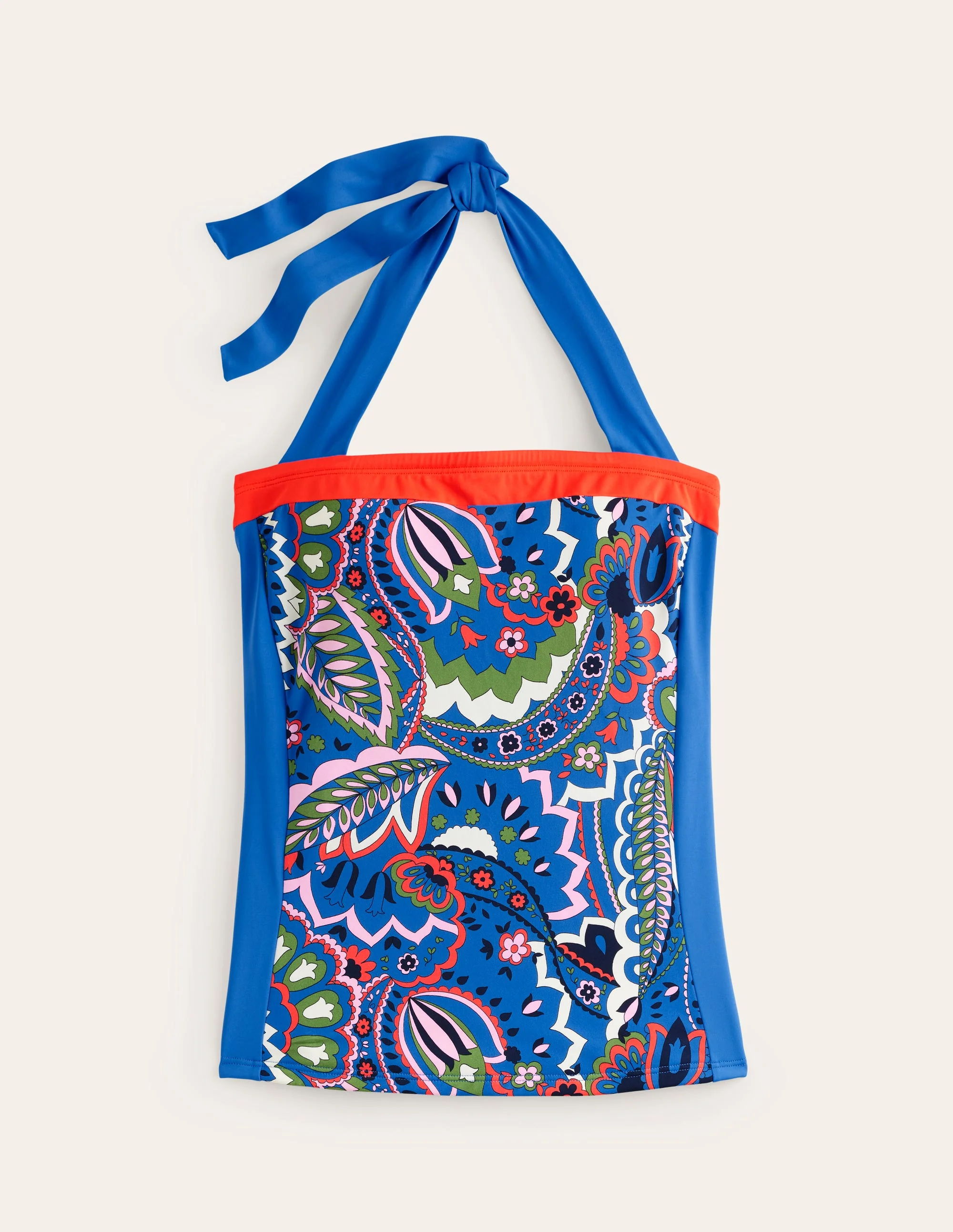 Santorini Tankini Top-Blue, Foliage Paisley - Image 5