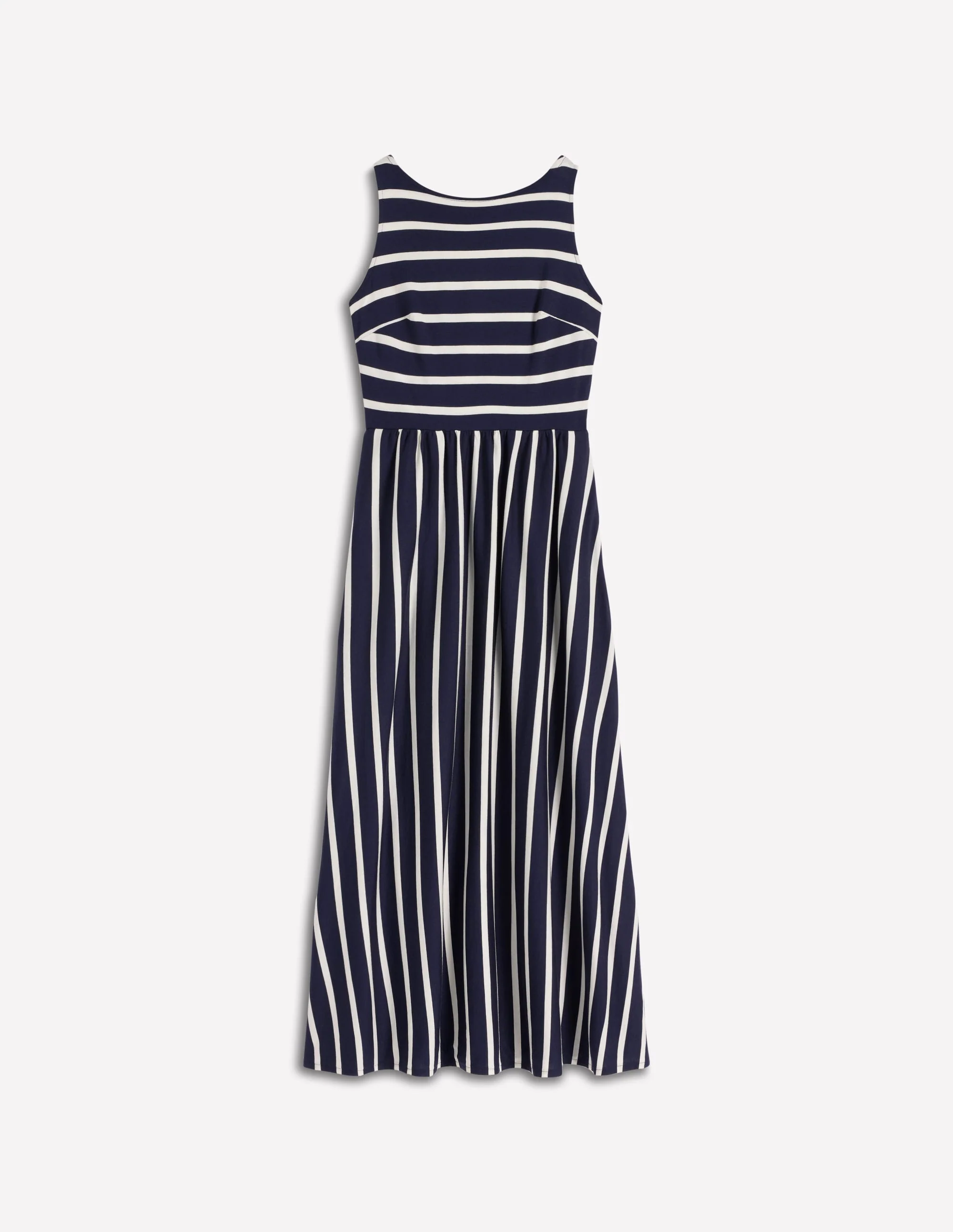 Saoirse Smock Back Dress-Navy, Ivory Stripe - Image 6