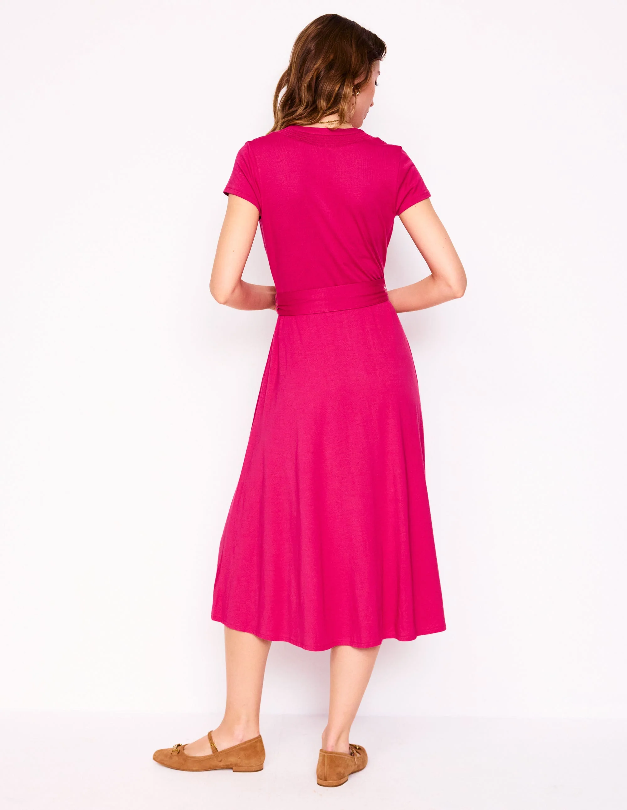 Sara Jersey Shirt Dress-Cherry Jam - Image 3