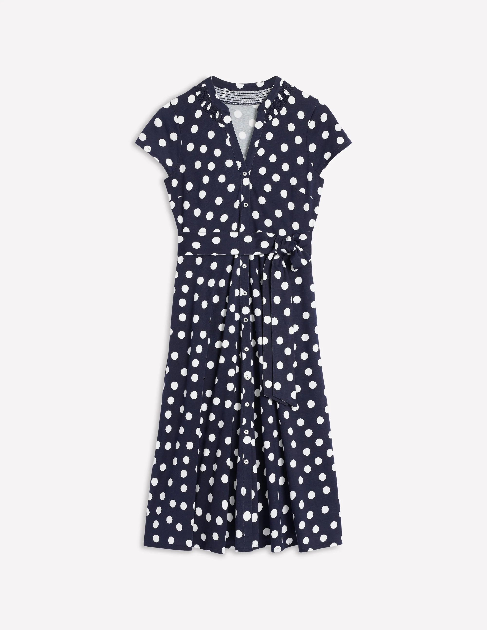 Sara Jersey Shirt Dress-French Navy, Abstract Dot - Image 5