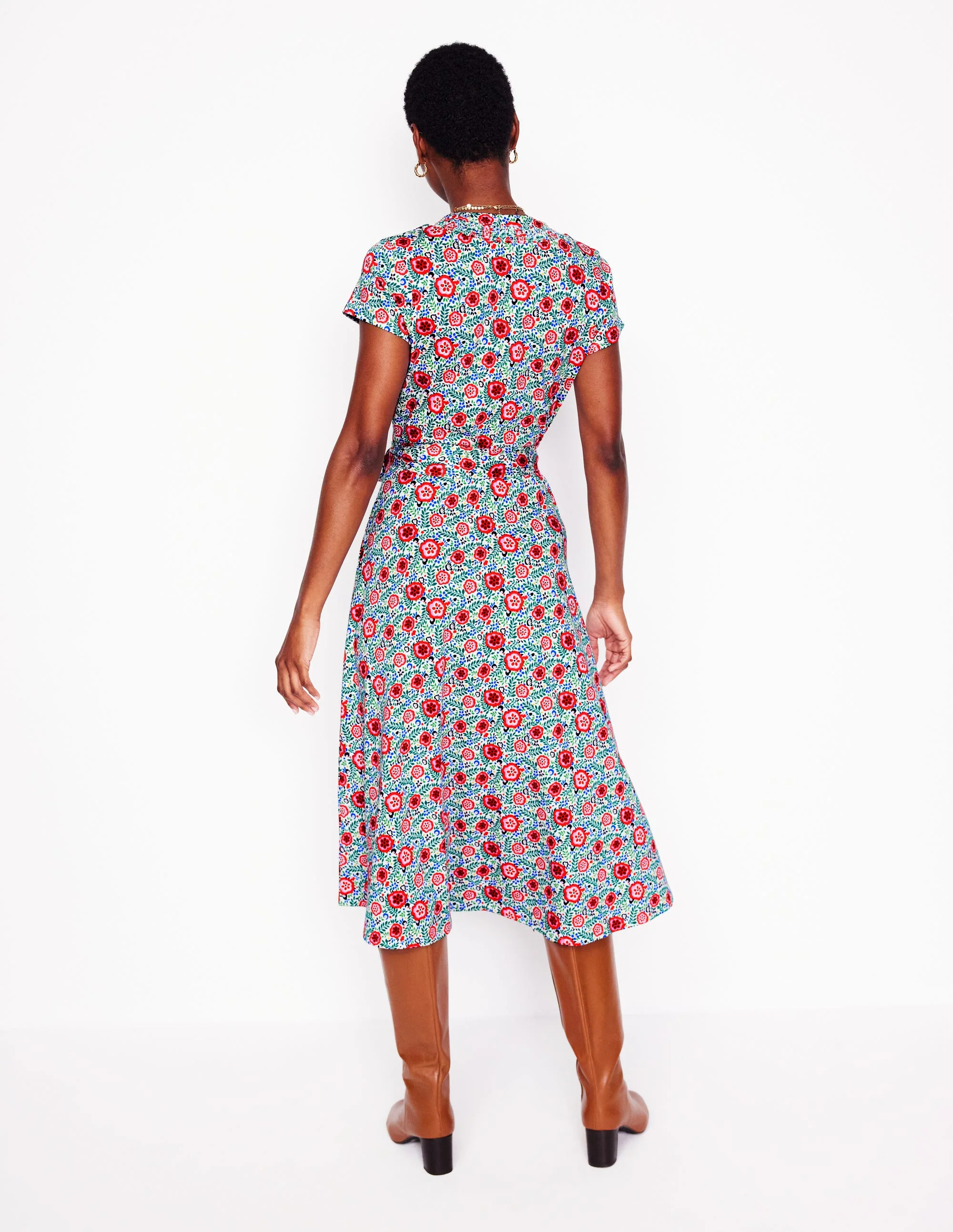Sara Jersey Shirt Dress-Multi, Foliage Scatter - Image 2