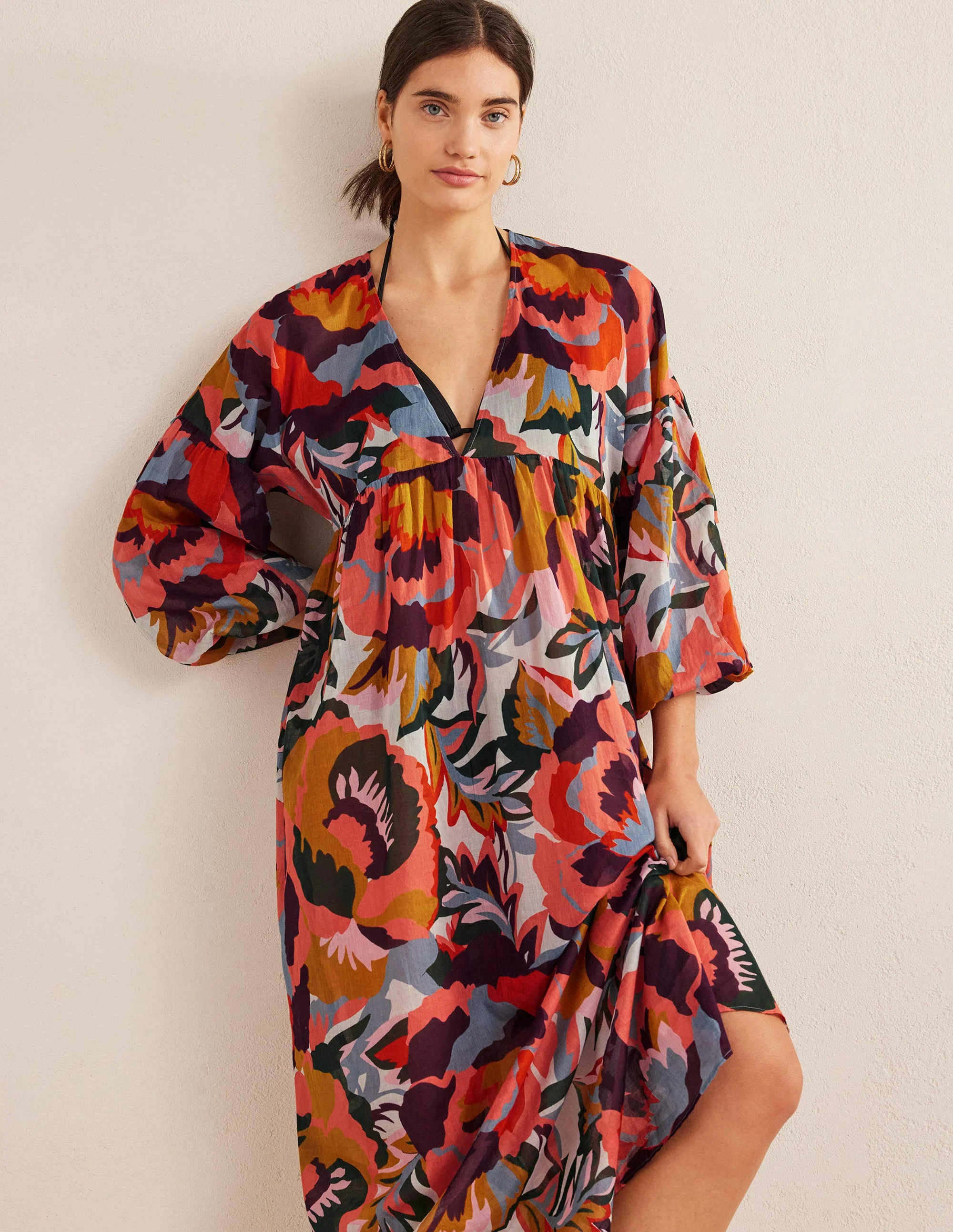 Sarah Maxi Kaftan Dress-Multi, Abstract Rose