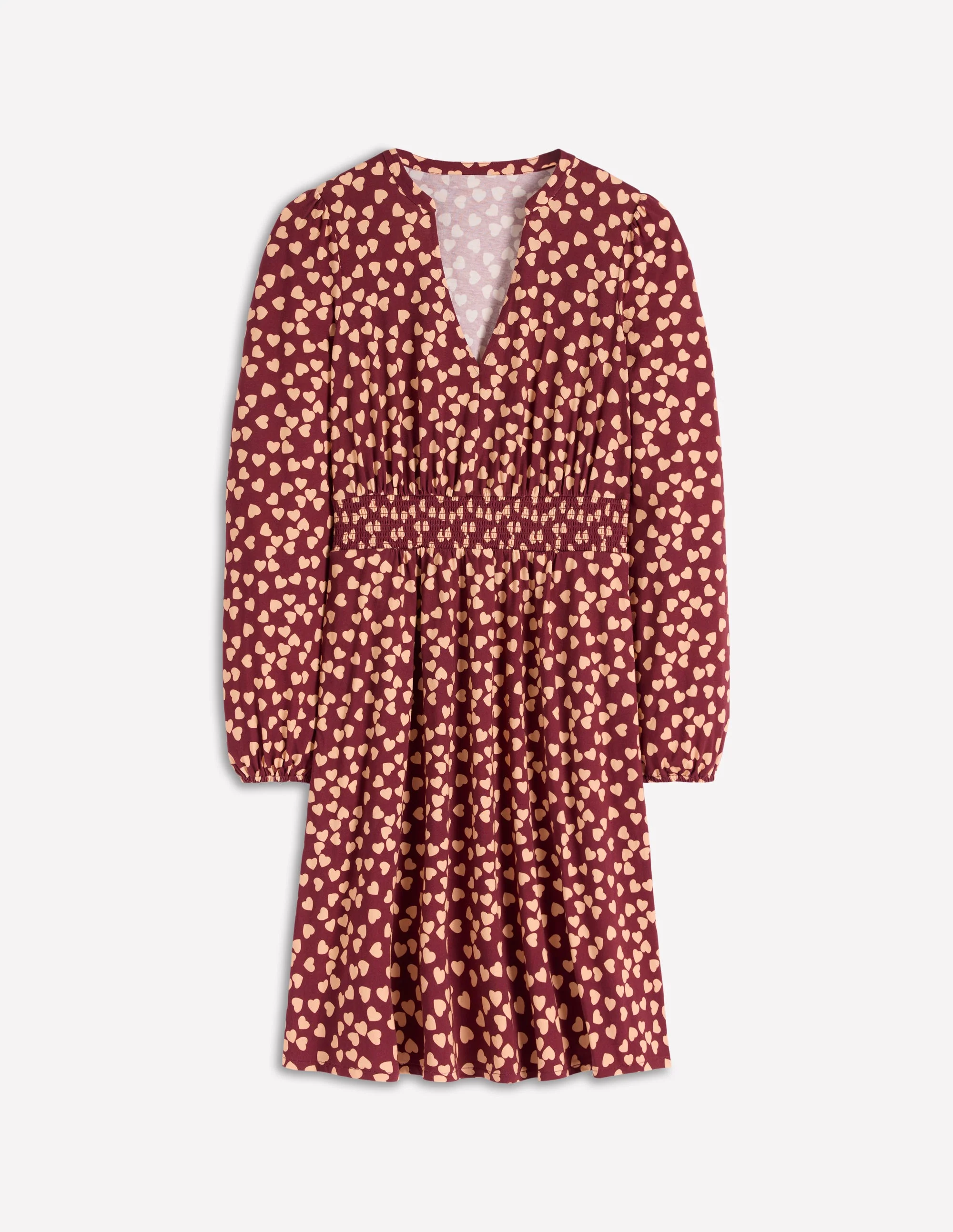 Sarah Short Jersey Dress-Chestnut, Heart Cascade - Image 2