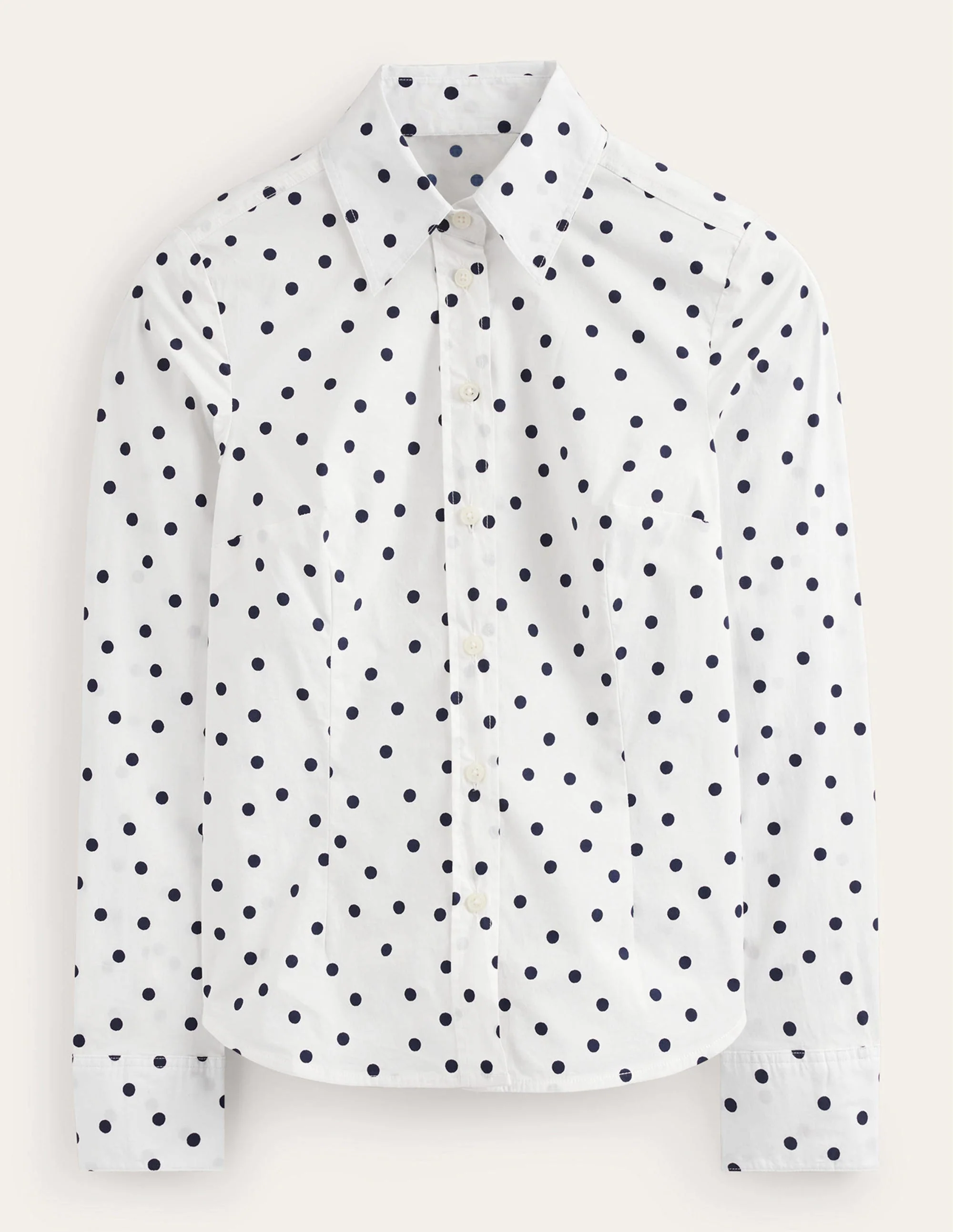 Saskia Stretch Cotton Shirt-Ivory, Spaced Dot - Image 5