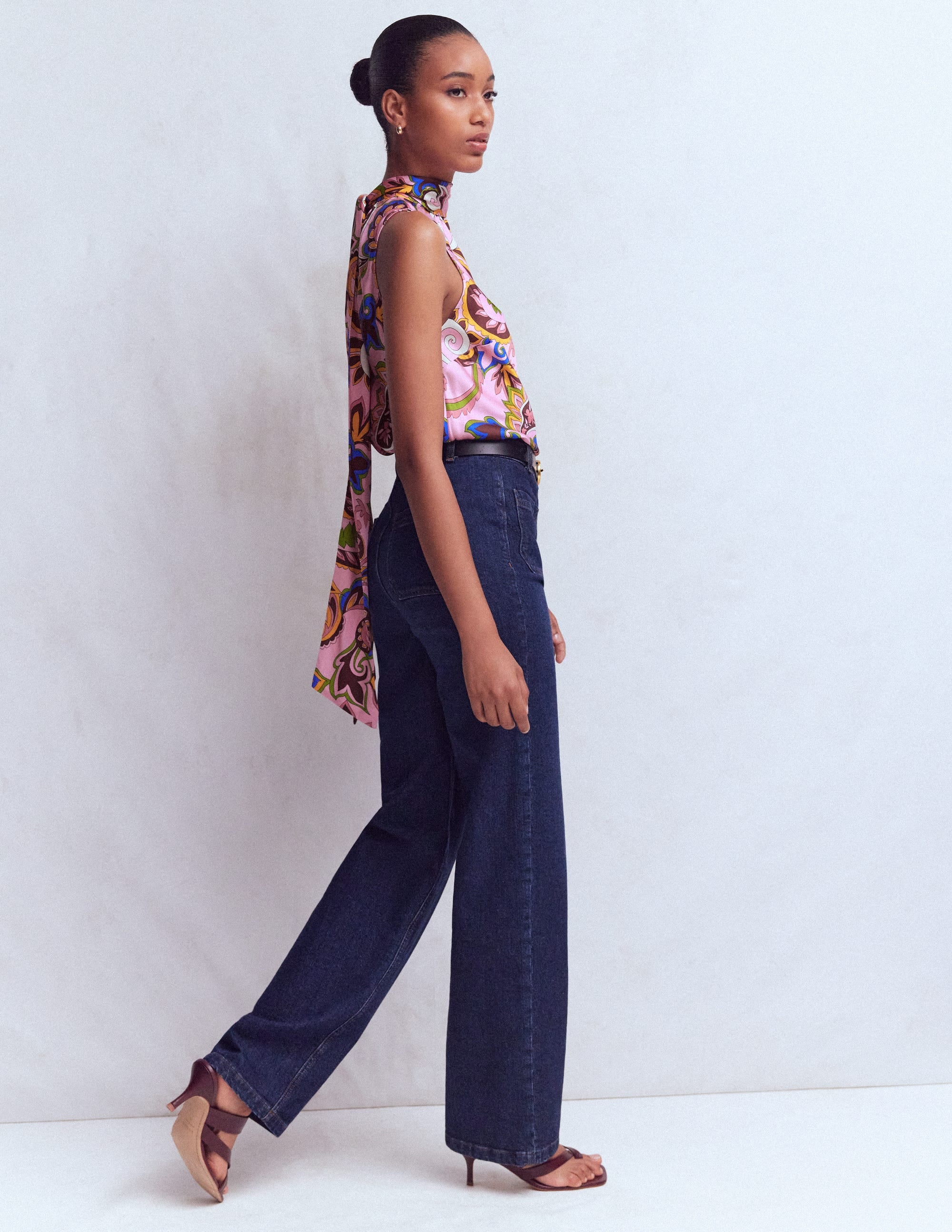 Satin Halterneck Top-Paisley Print - Image 5