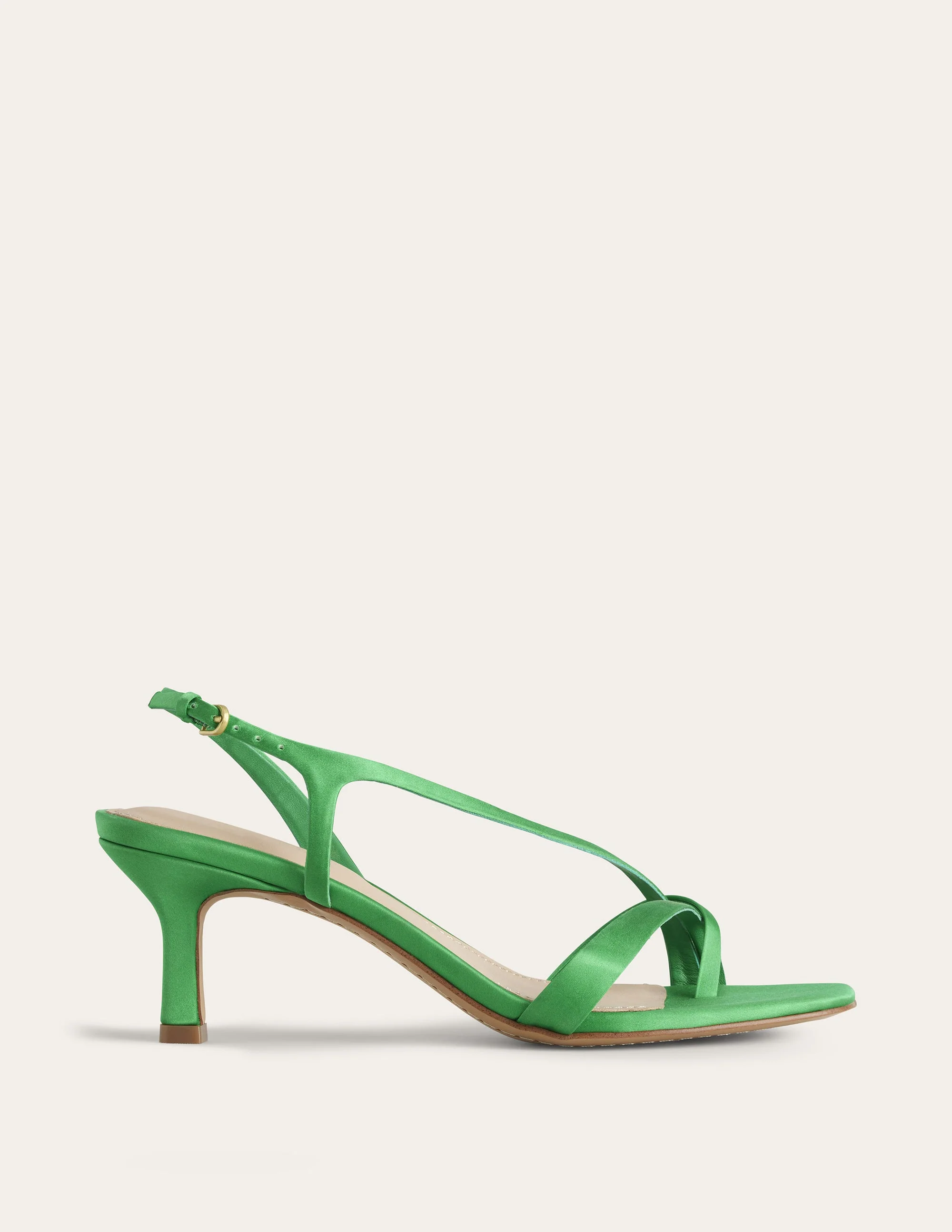 Satin Low-Heeled Sandals-Green Pepper - Image 2