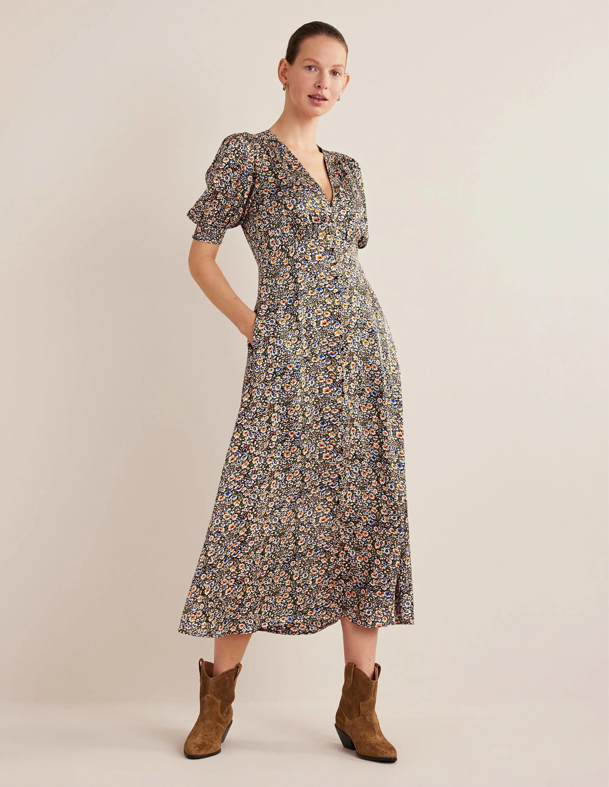 Satin Midi Tea Dress-Multi, Eden Bloom - Image 5