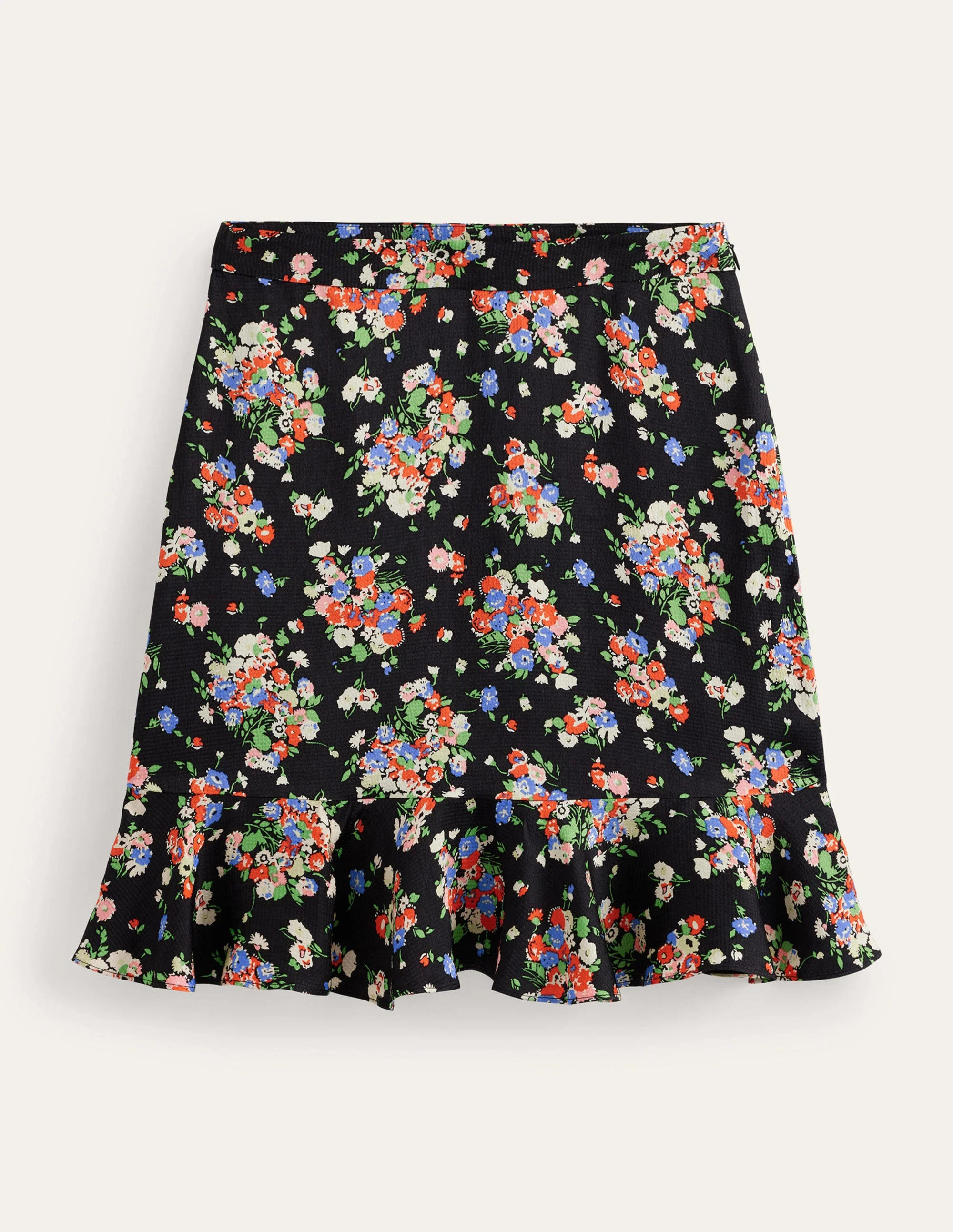Satin Ruffle Mini Skirt-Black Wild Cluster - Image 2