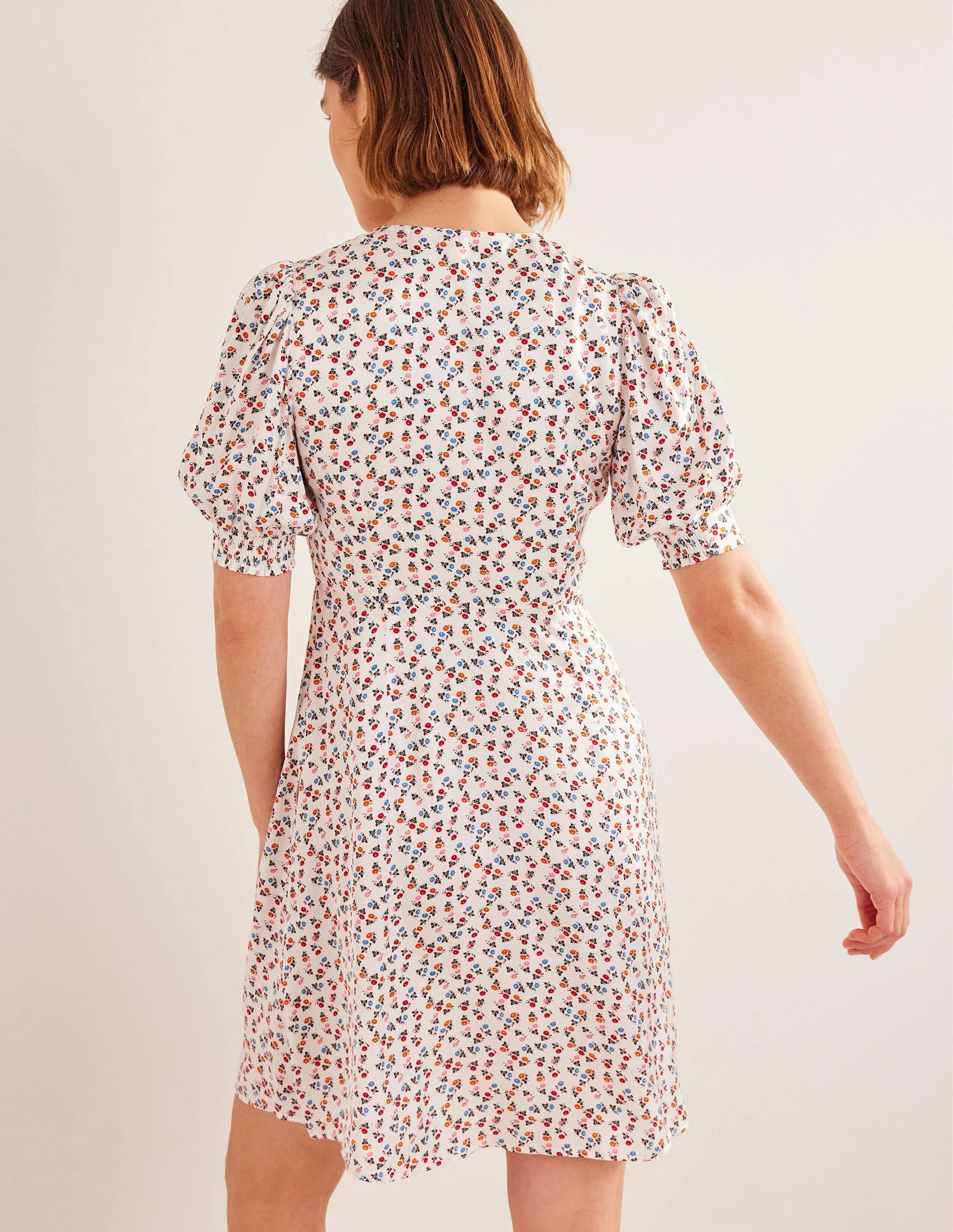 Satin Tea Dress-Ivory, Sweet Daisy - Image 3