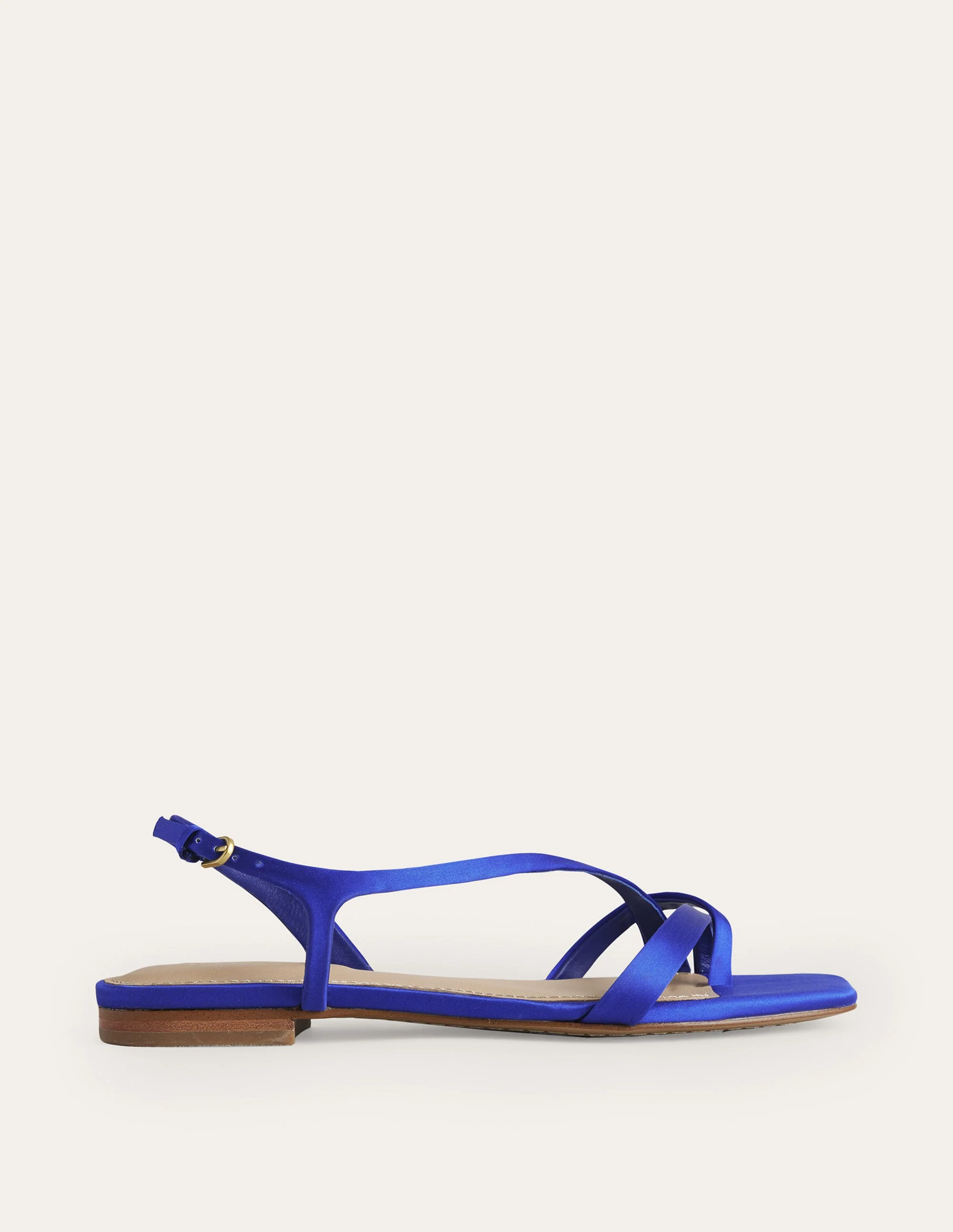 Satin Toe Loop Flat Sandals-Bright Blue Satin - Image 3