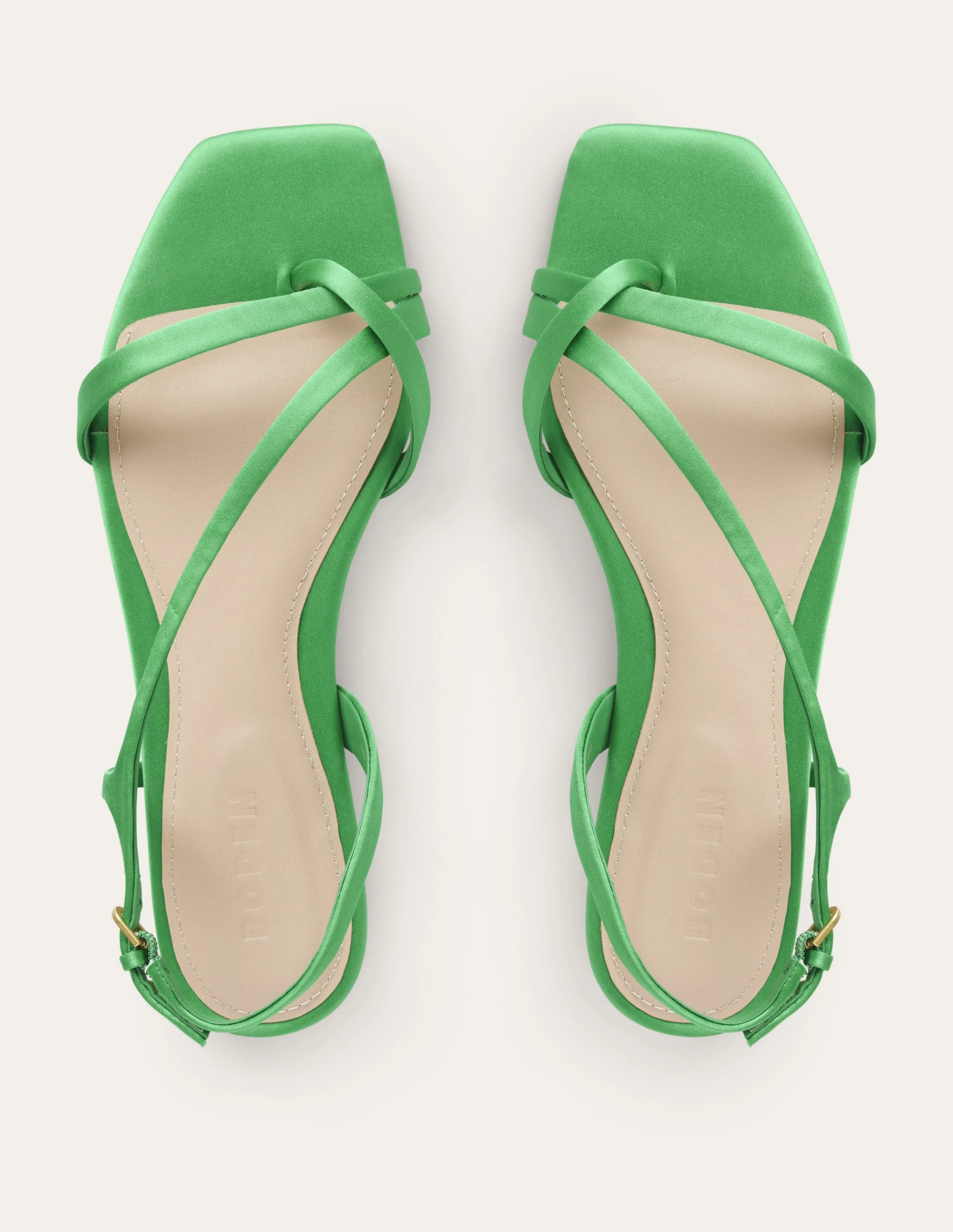 Satin Toe Loop Flat Sandals-Bright Green Satin - Image 5