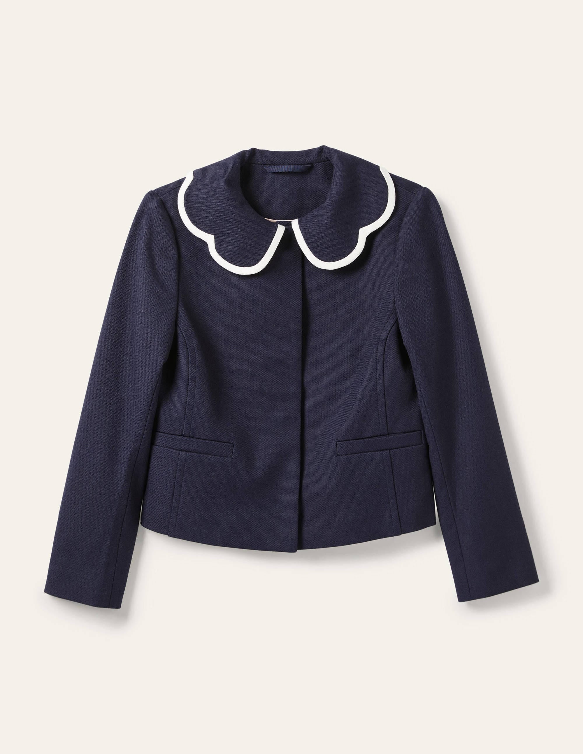 Scallop Collared Jacket-Navy - Image 5