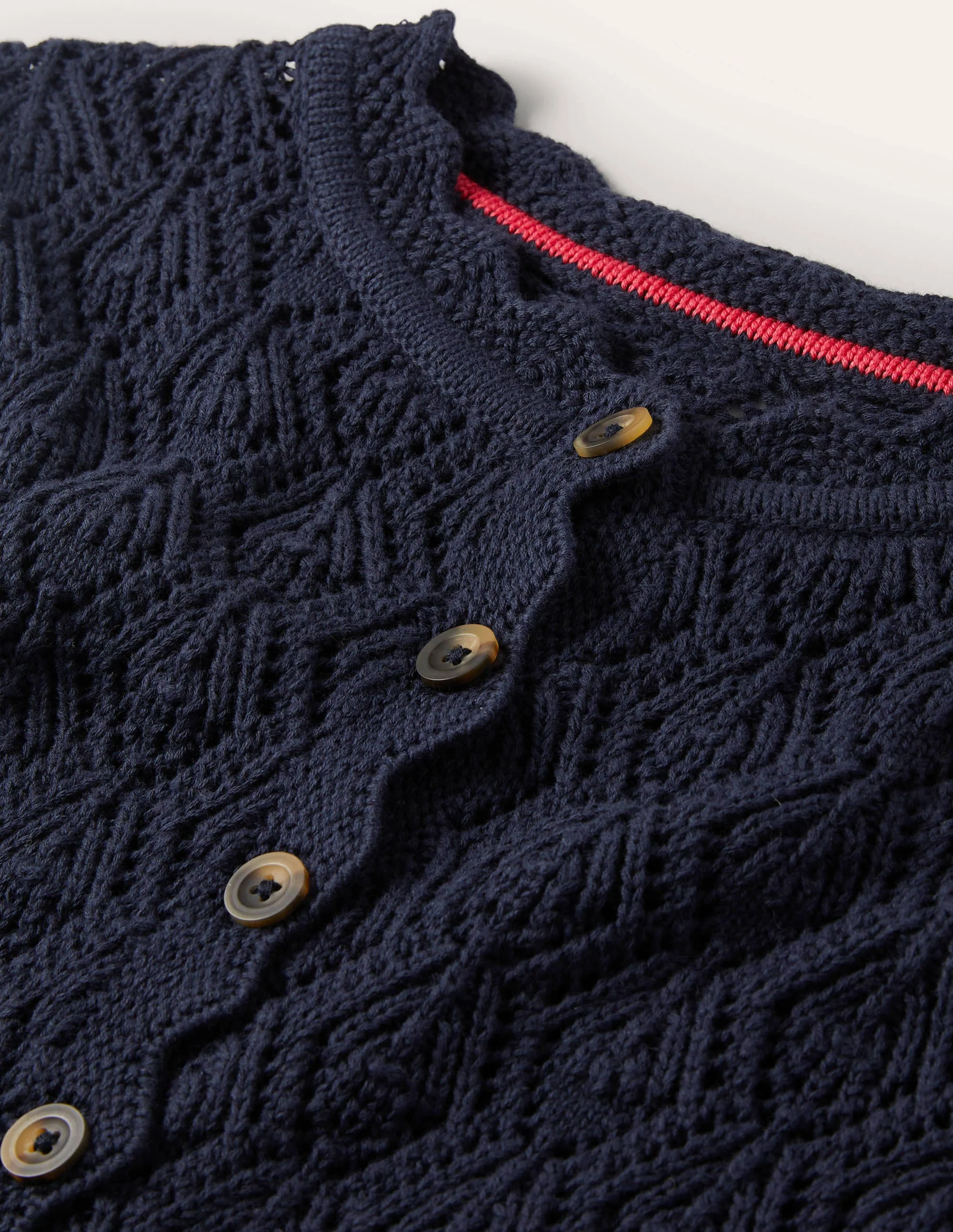 Scallop Crochet Cardigan-navy - Image 6