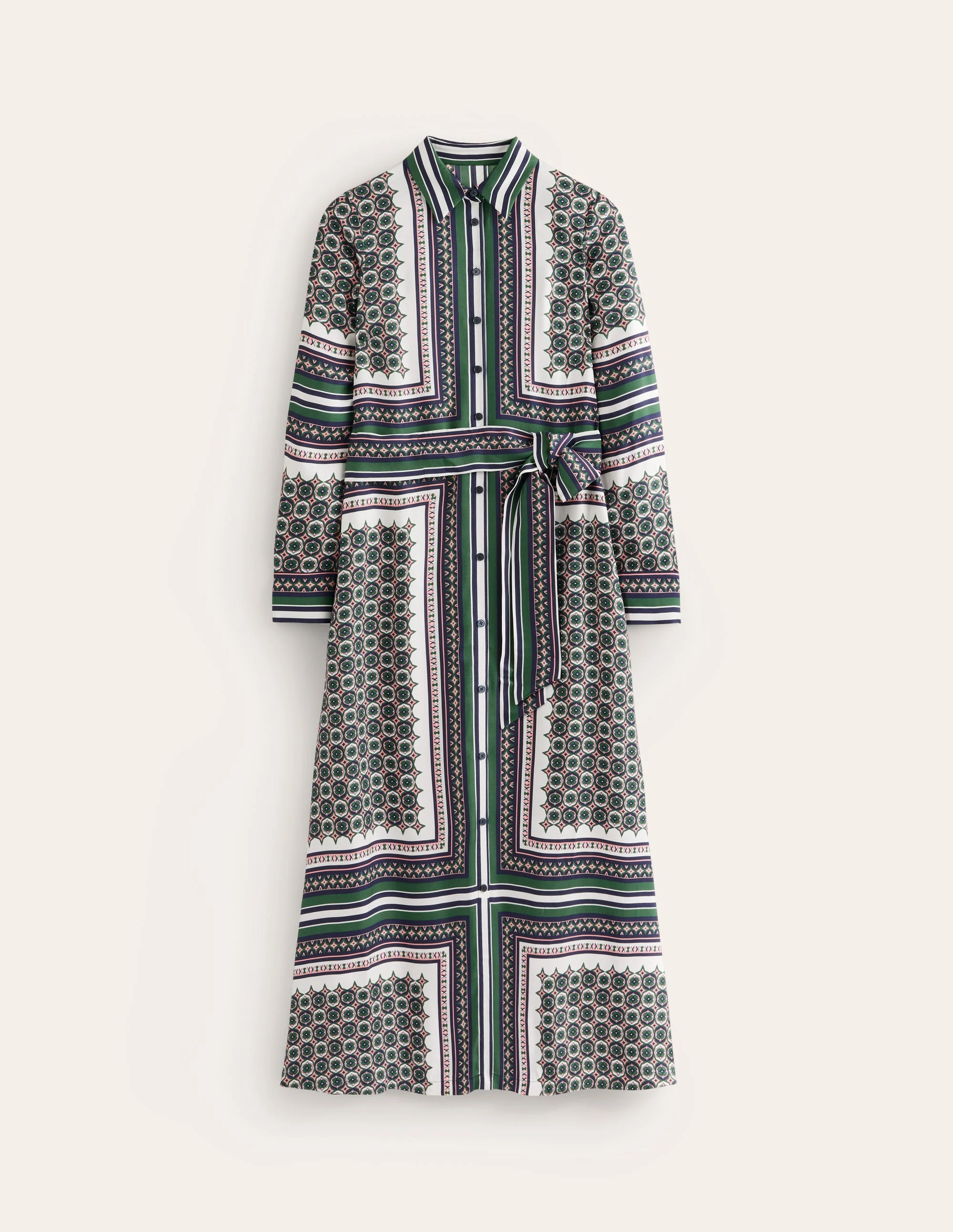 Scarf Print Shirt Dress-Eden, Geo Mosaic - Image 6