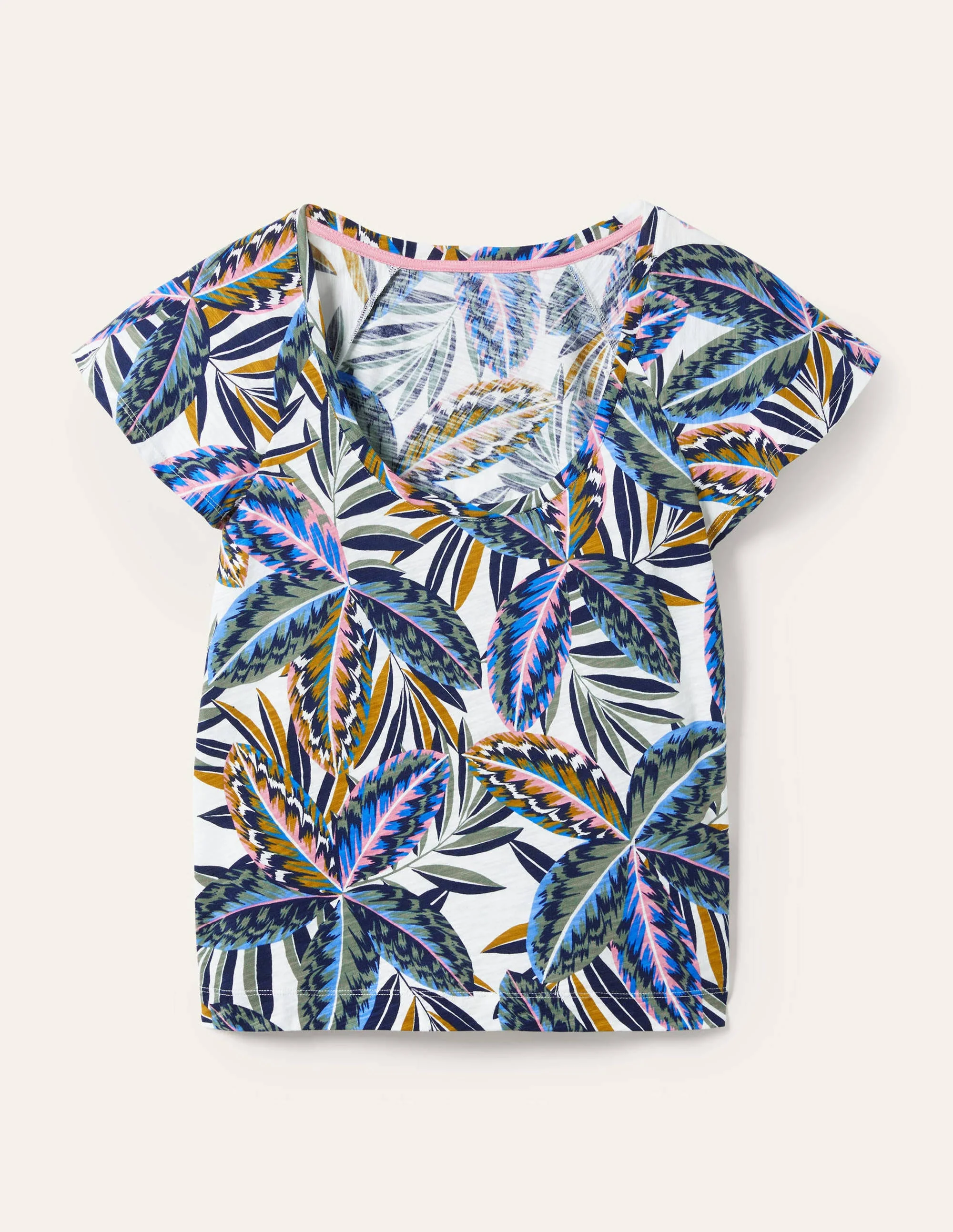 Scoop Flutter Sleeve T-Shirt-Multi, Exotic Leaves - Image 5