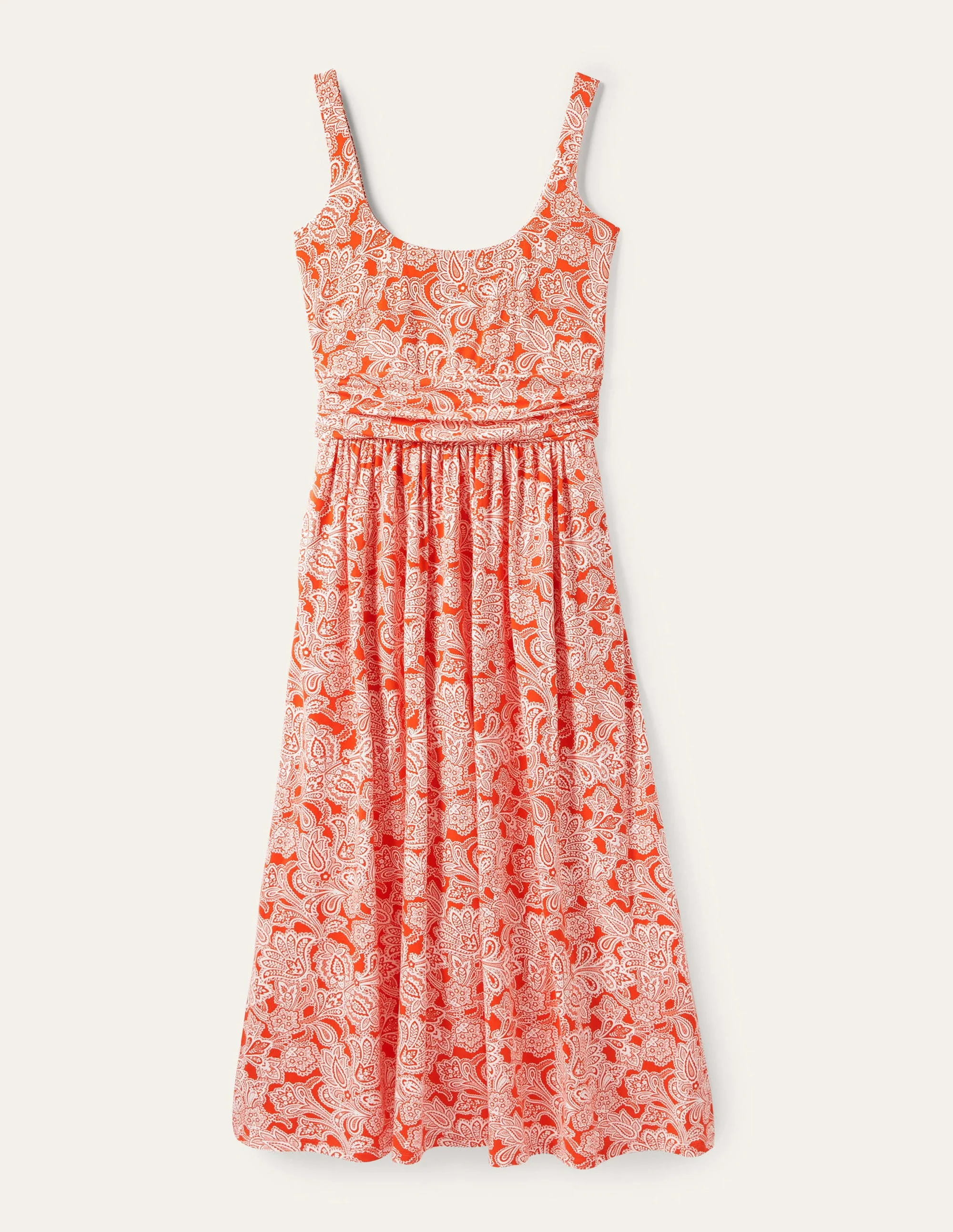 Scoop Neck Jersey Midi Dress-Firecracker, Paisley Bud - Image 11