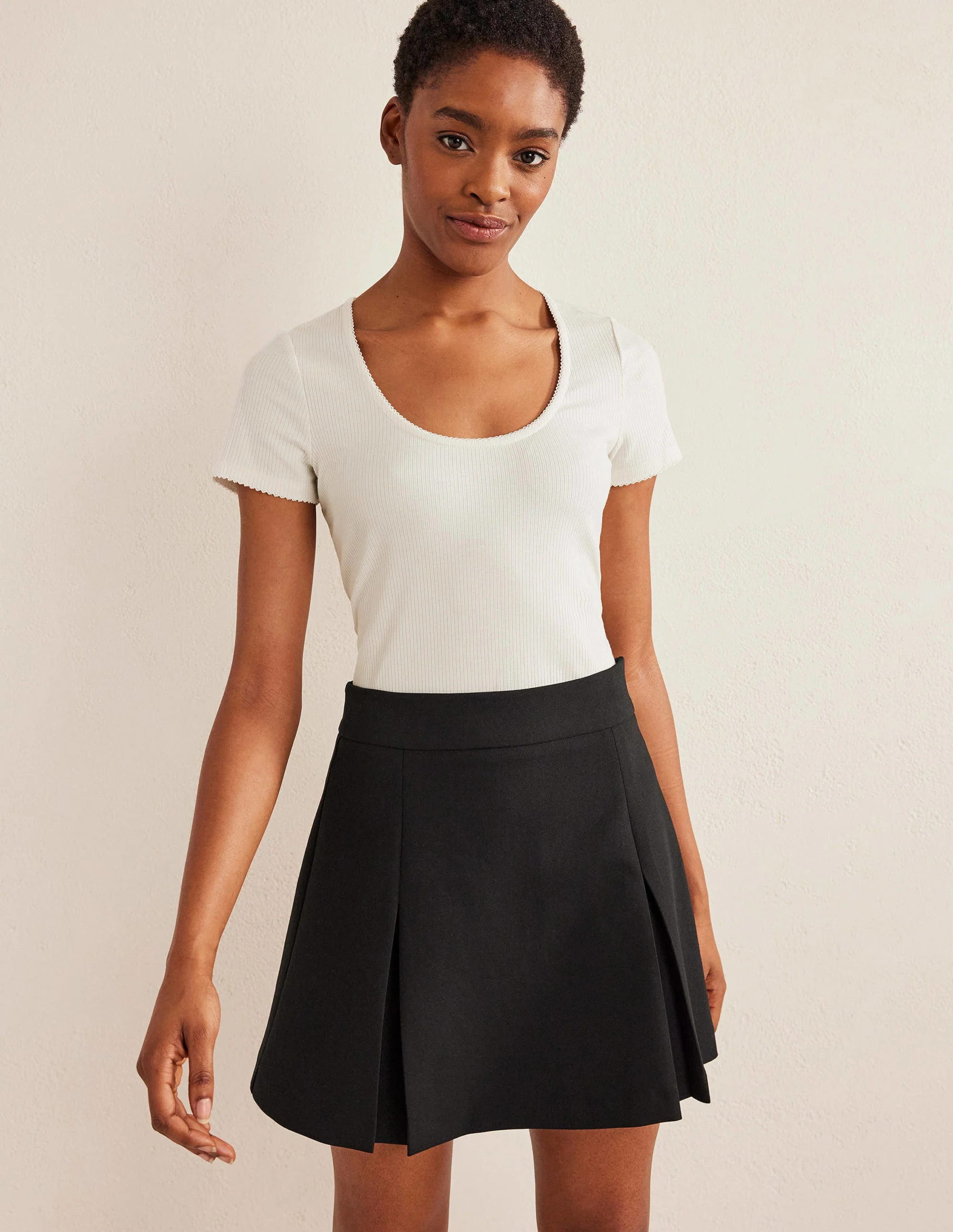 Scoop Neck Ribbed Top-Ivory - Image 4